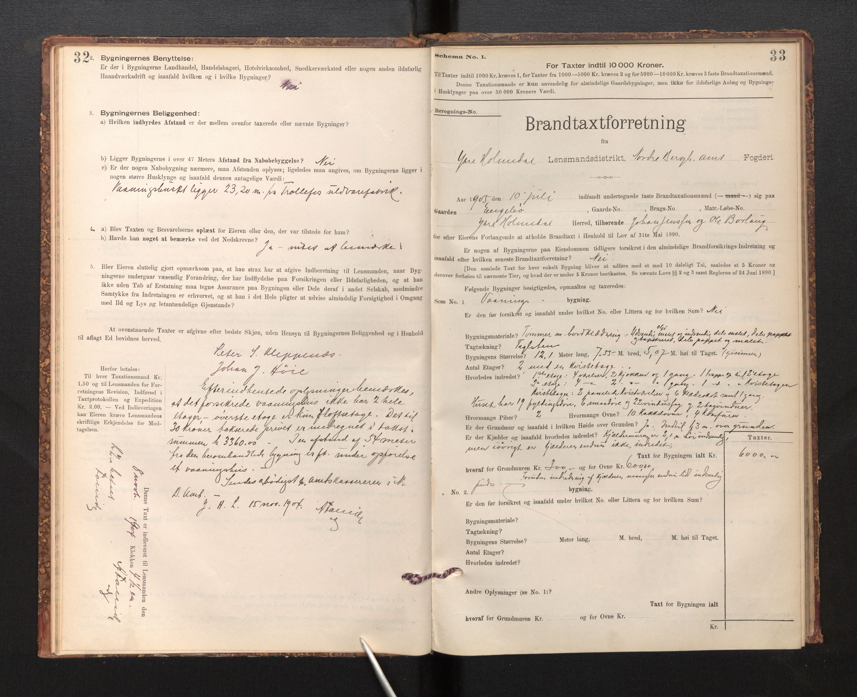 Lensmannen i Fjaler, SAB/A-27201/0012/L0006: Branntakstprotokoll, skjematakst, 1895-1937, p. 32-33