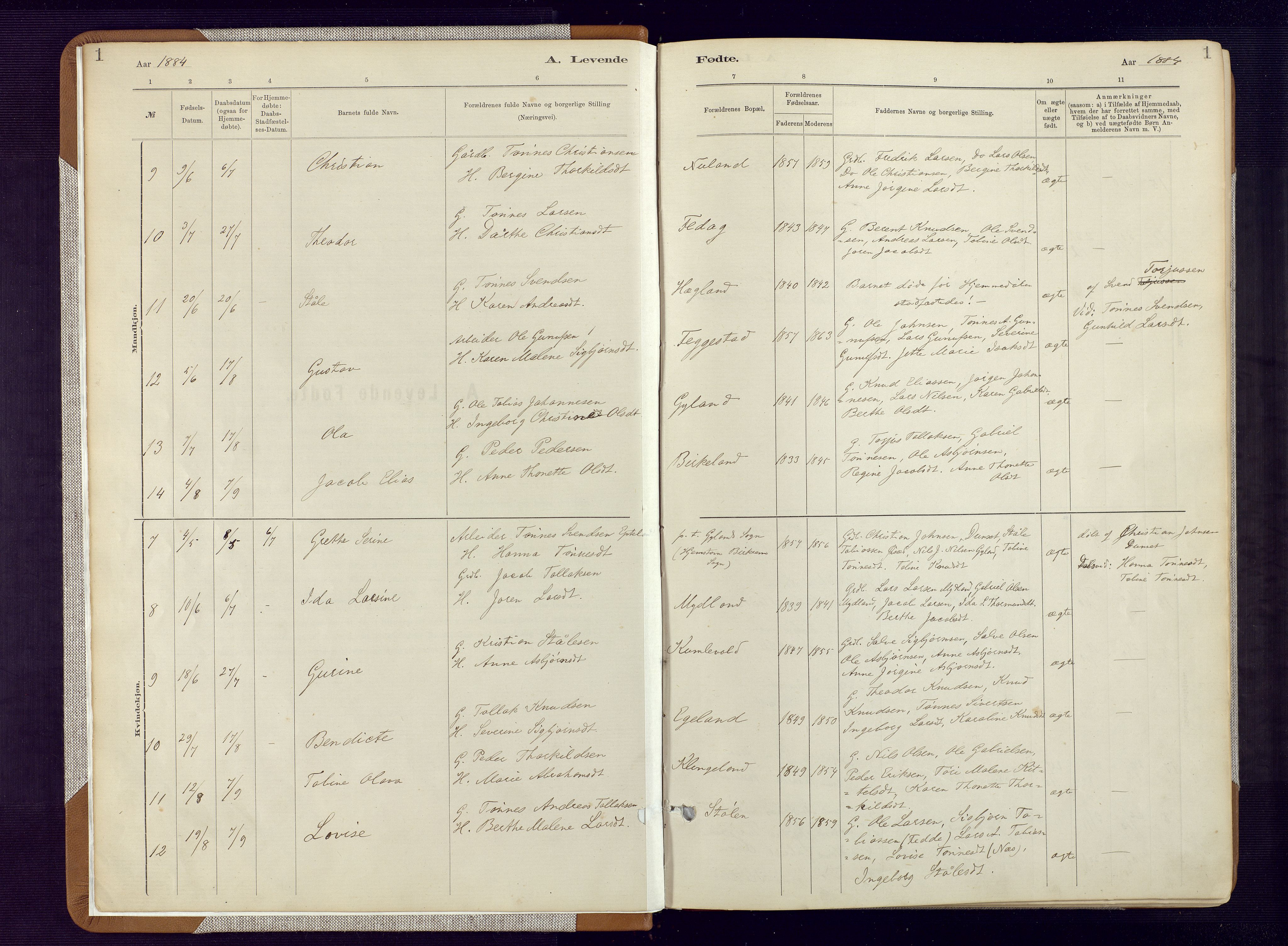 Bakke sokneprestkontor, SAK/1111-0002/F/Fa/Fab/L0003: Parish register (official) no. A 3, 1884-1921, p. 1