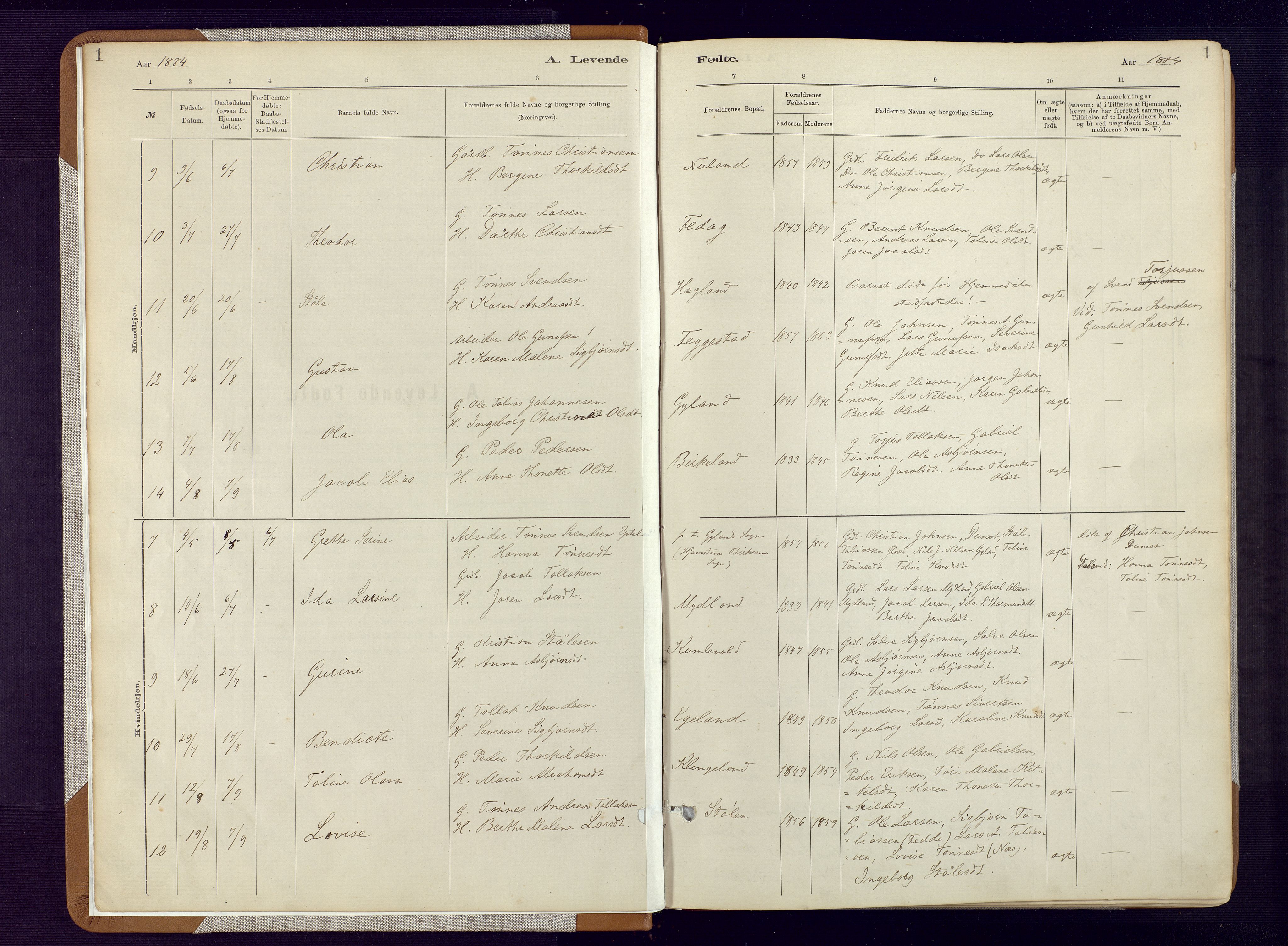 Bakke sokneprestkontor, AV/SAK-1111-0002/F/Fa/Fab/L0003: Parish register (official) no. A 3, 1884-1921, p. 1