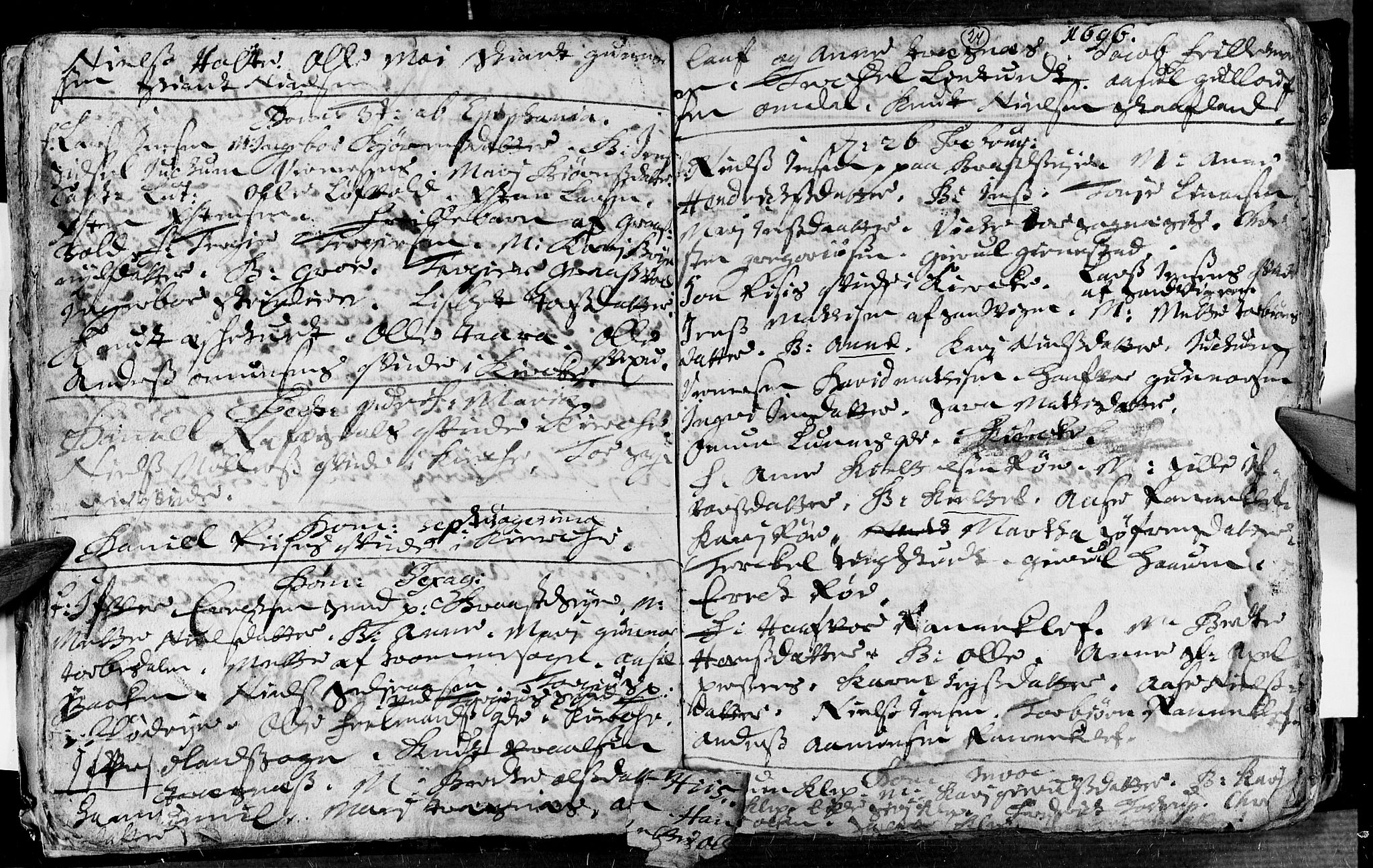 Øyestad sokneprestkontor, AV/SAK-1111-0049/F/Fa/L0002: Parish register (official) no. A 2, 1692-1722, p. 24