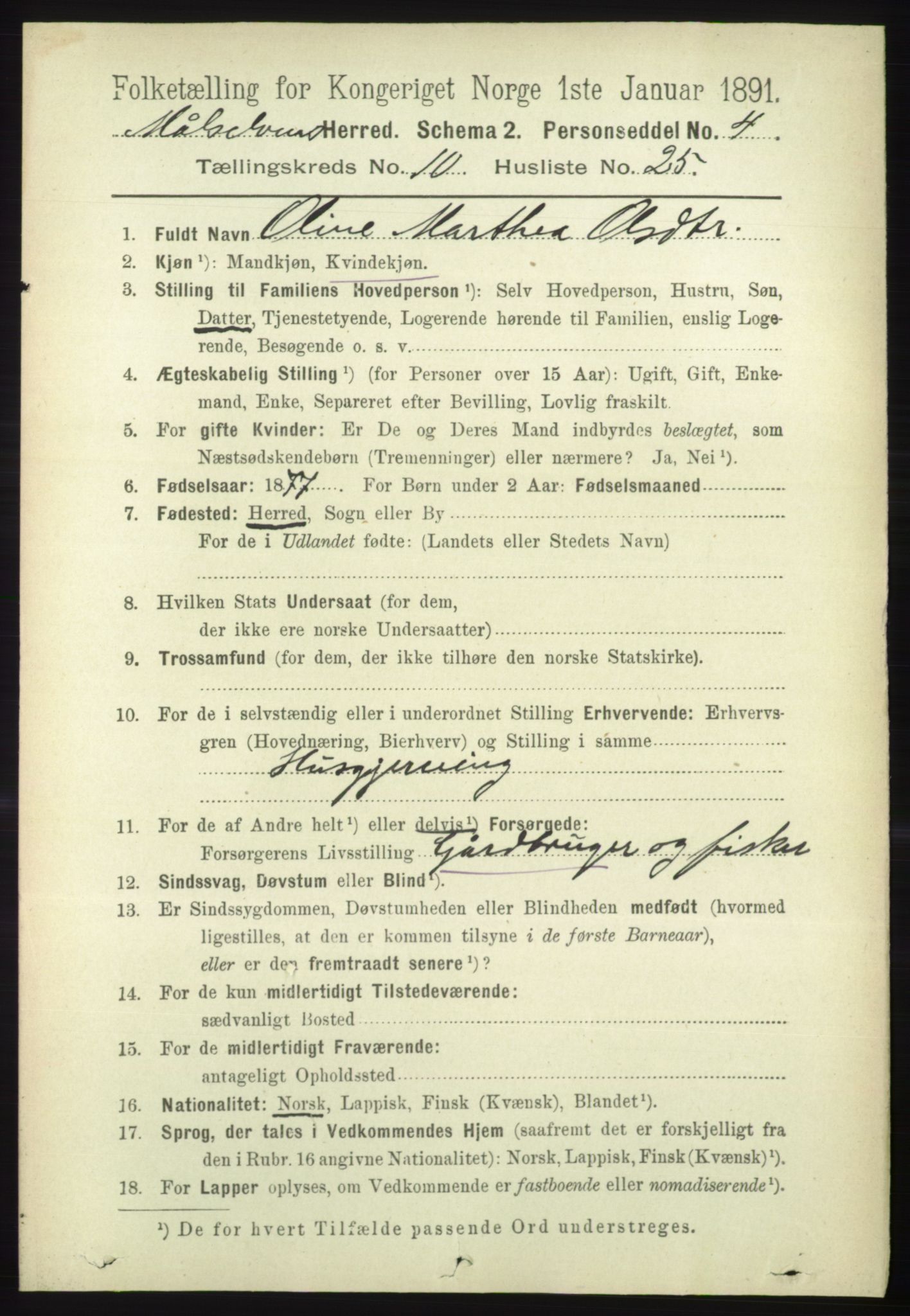 RA, 1891 census for 1924 Målselv, 1891, p. 3186