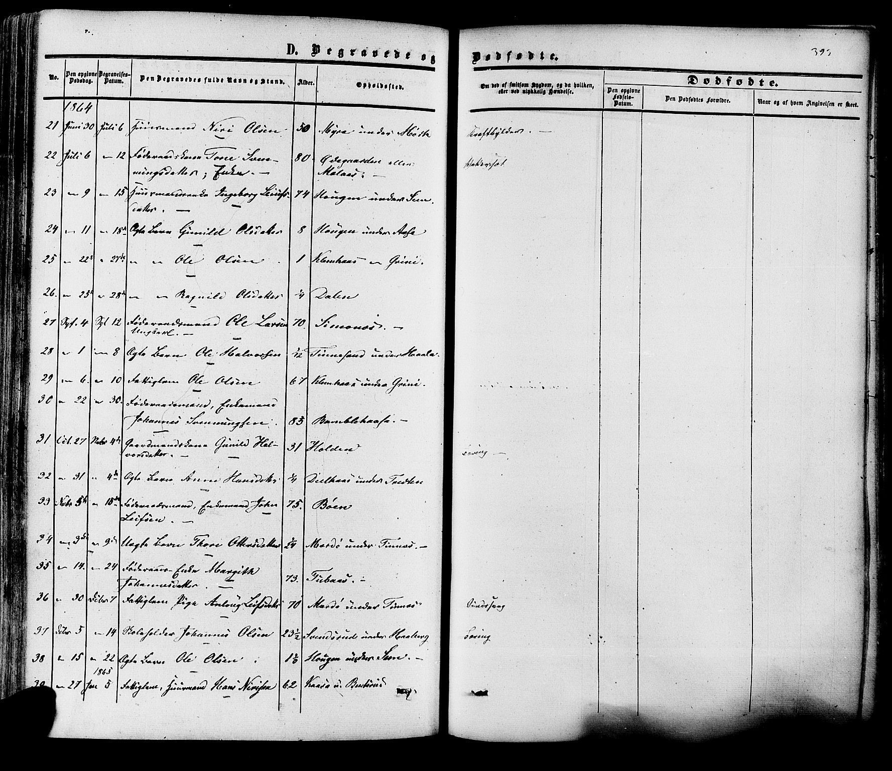 Heddal kirkebøker, SAKO/A-268/F/Fa/L0007: Parish register (official) no. I 7, 1855-1877, p. 393