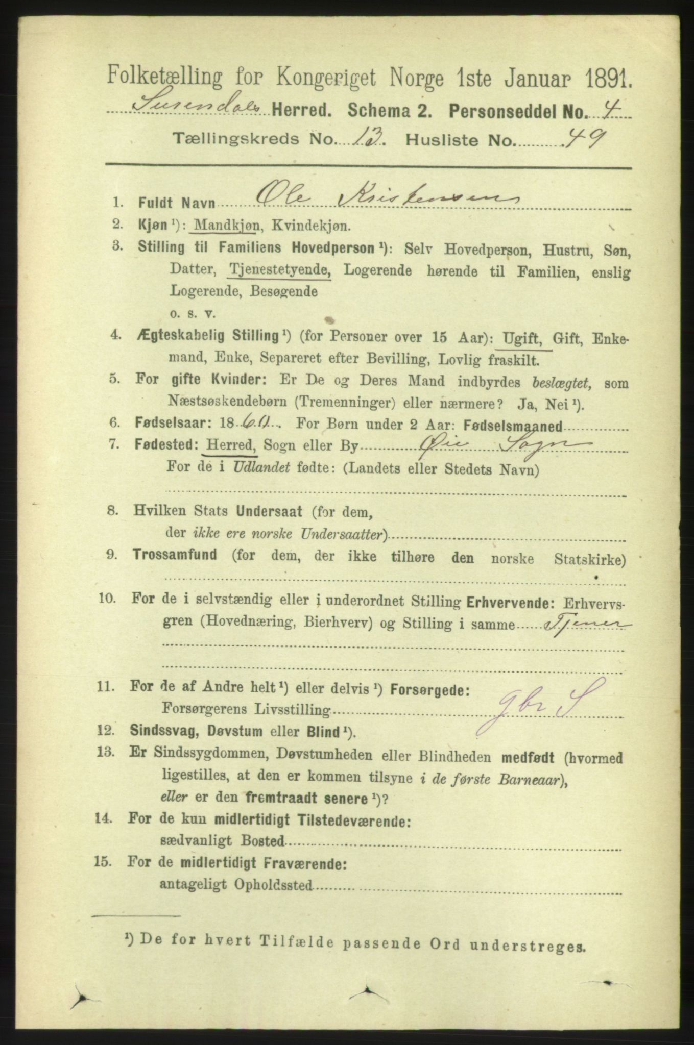 RA, 1891 census for 1566 Surnadal, 1891, p. 3441