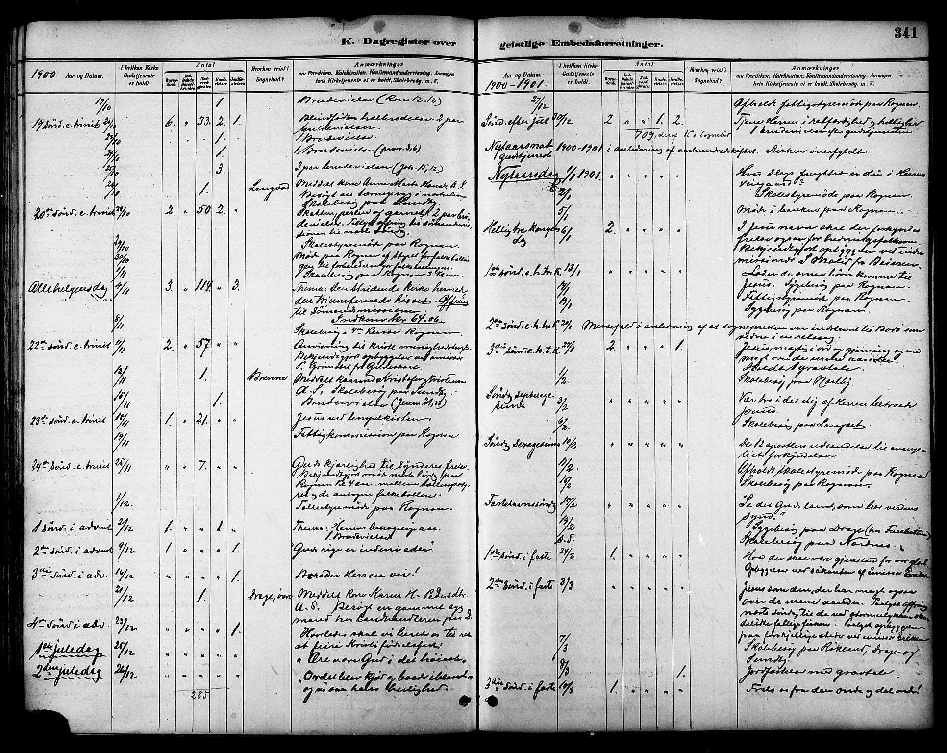 Ministerialprotokoller, klokkerbøker og fødselsregistre - Nordland, AV/SAT-A-1459/847/L0669: Parish register (official) no. 847A09, 1887-1901, p. 341