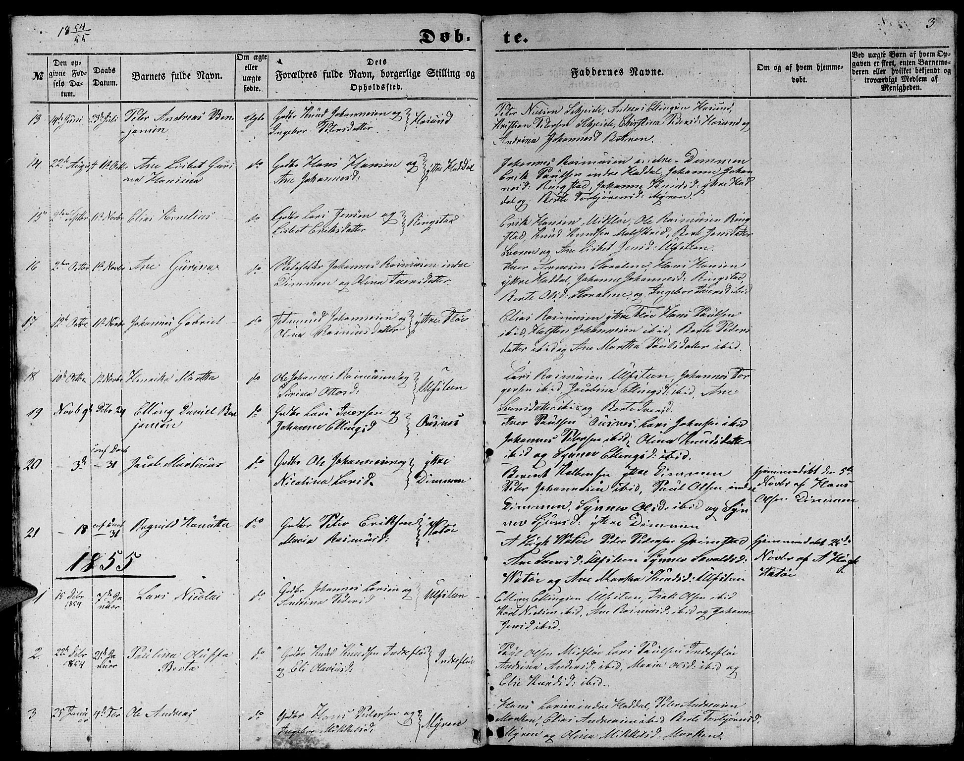 Ministerialprotokoller, klokkerbøker og fødselsregistre - Møre og Romsdal, SAT/A-1454/509/L0111: Parish register (copy) no. 509C01, 1854-1882, p. 3