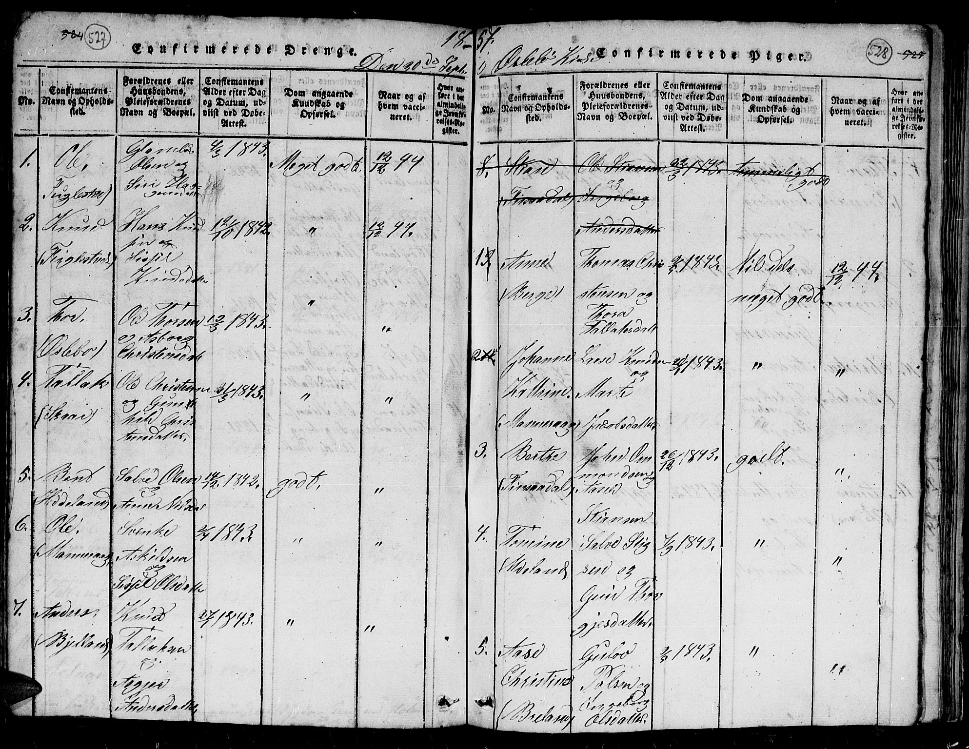 Holum sokneprestkontor, AV/SAK-1111-0022/F/Fb/Fbc/L0001: Parish register (copy) no. B 1, 1820-1859, p. 527-528