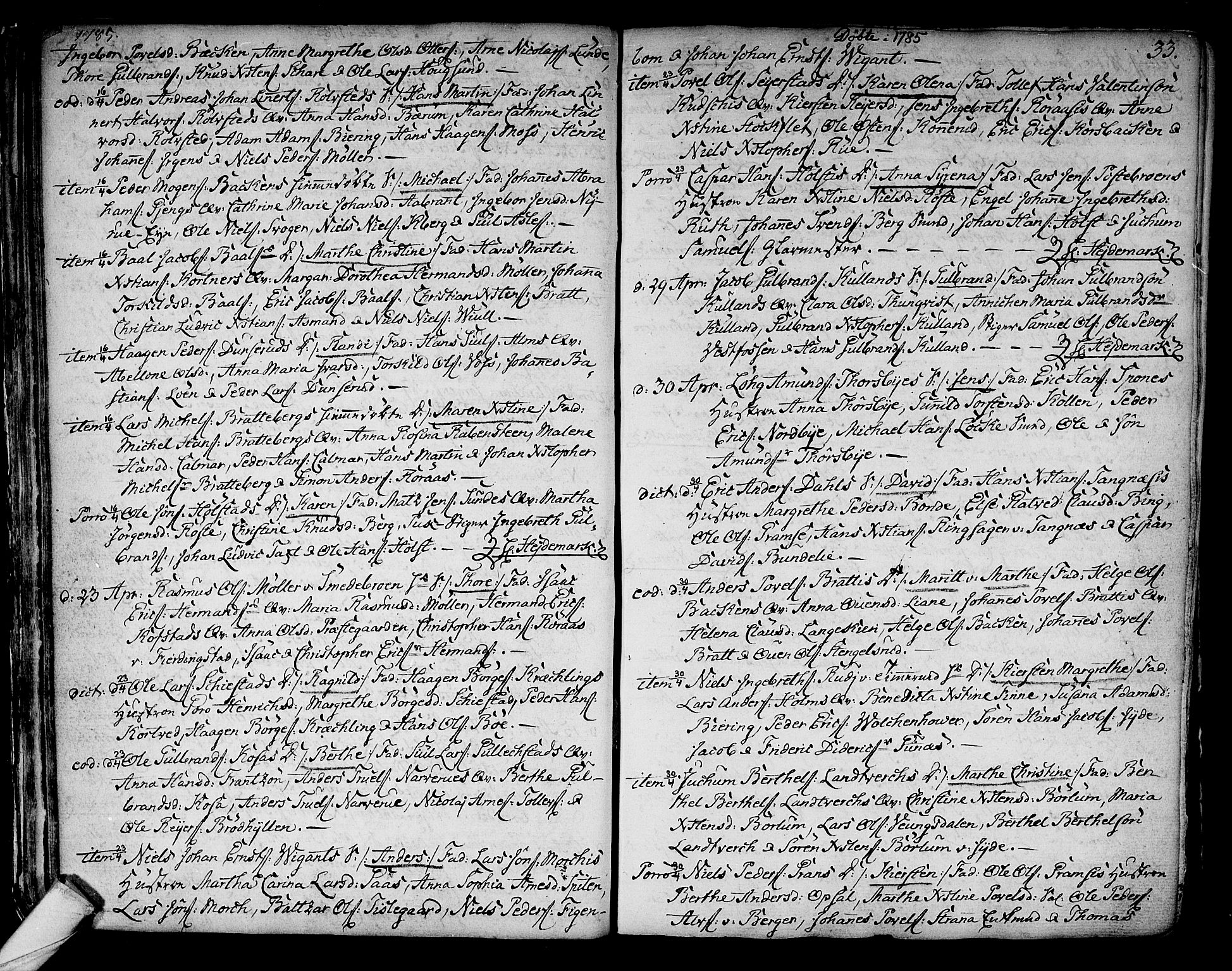 Kongsberg kirkebøker, AV/SAKO-A-22/F/Fa/L0006: Parish register (official) no. I 6, 1783-1797, p. 33