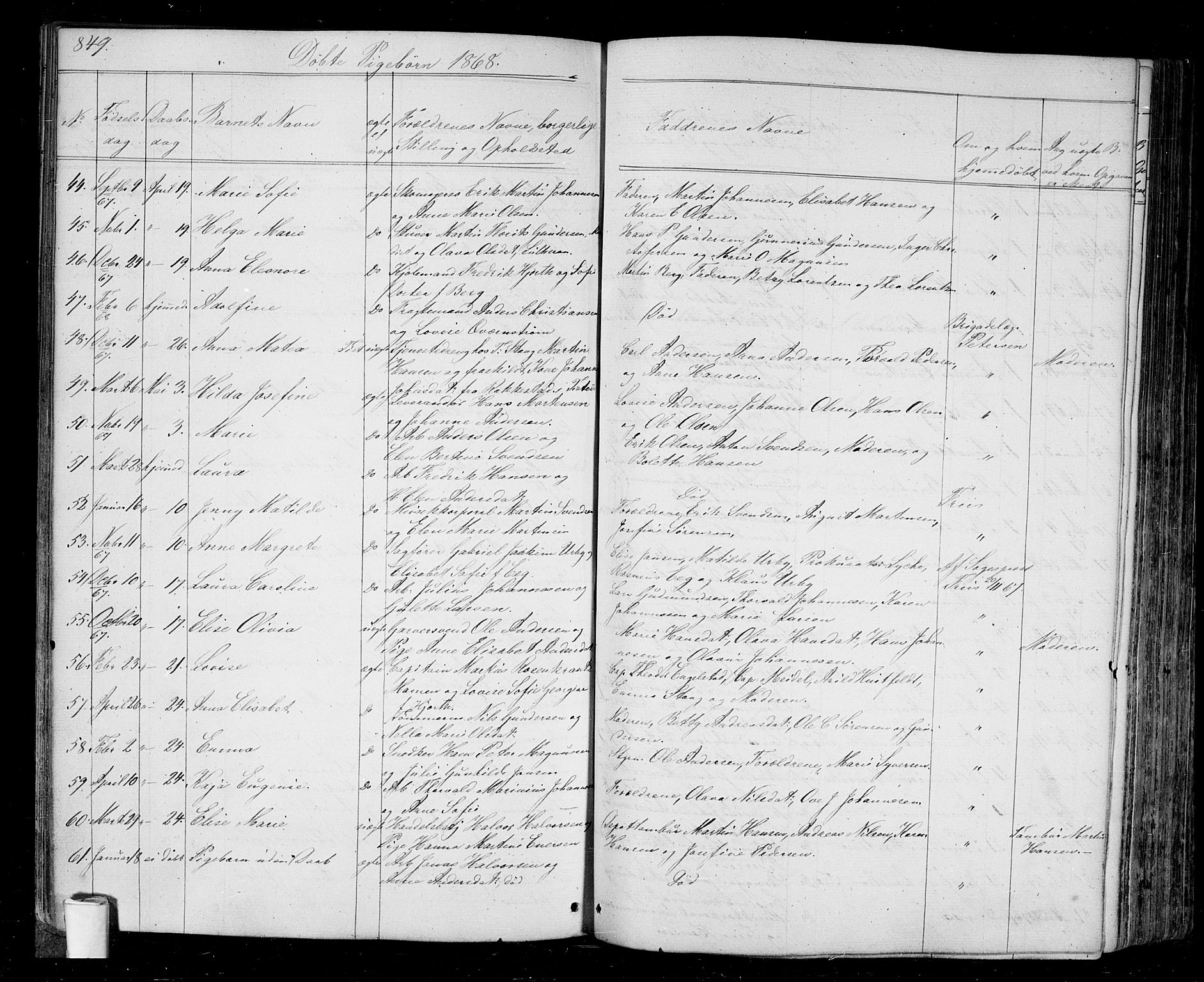 Halden prestekontor Kirkebøker, AV/SAO-A-10909/G/Ga/L0005b: Parish register (copy) no. 5B, 1864-1868, p. 849