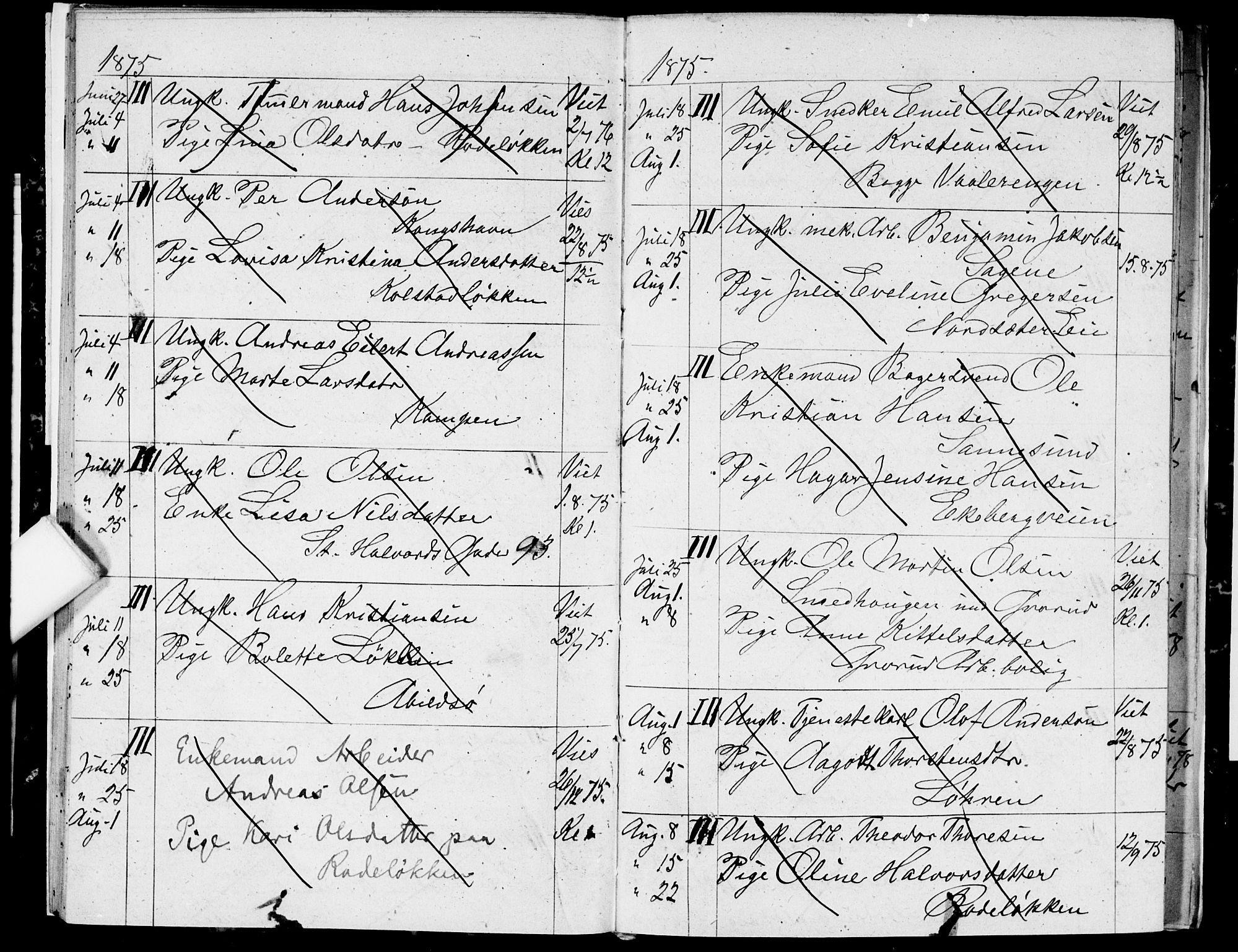 Østre Aker prestekontor Kirkebøker, AV/SAO-A-10840/H/Ha/L0003: Banns register no. I 3, 1873-1878