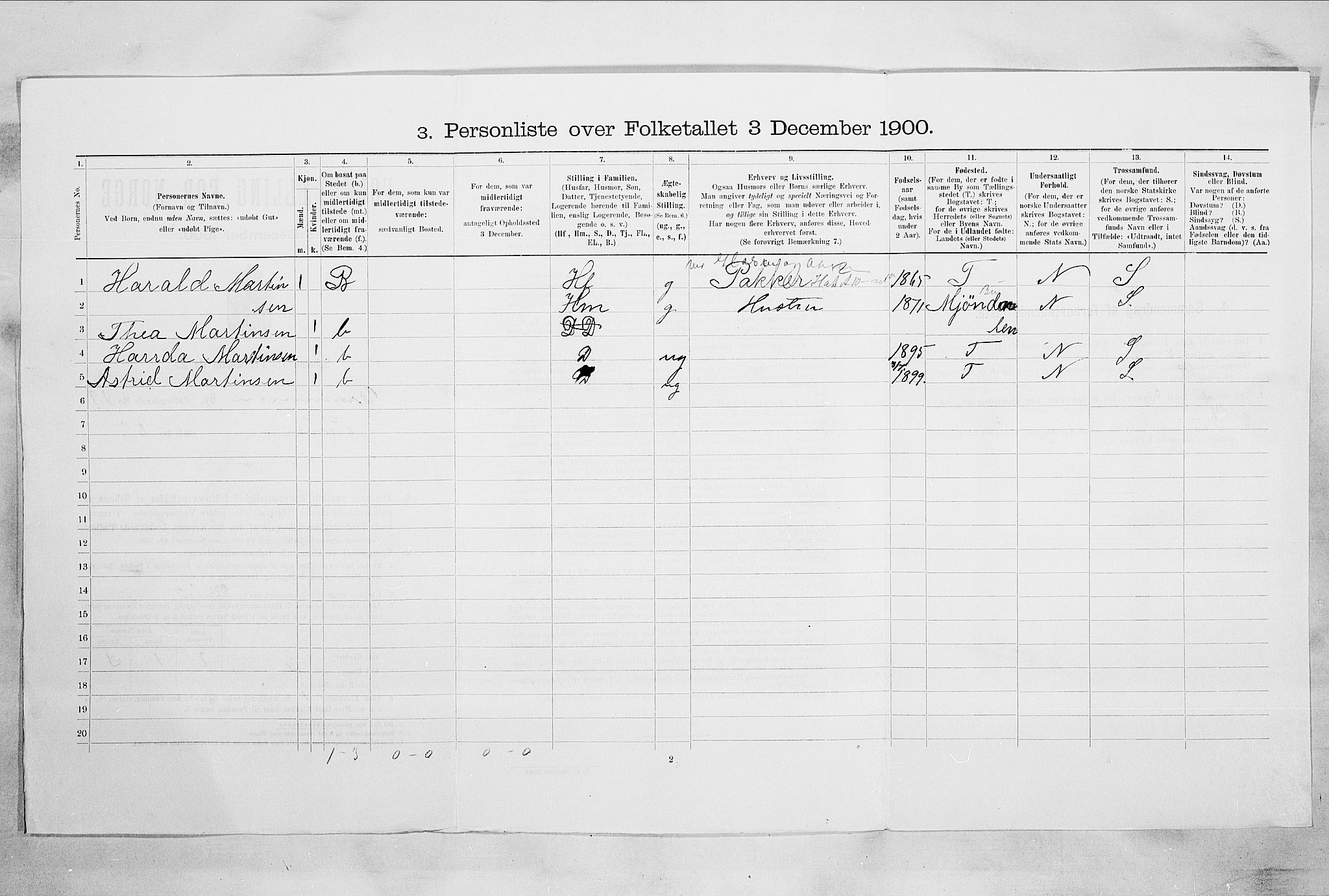RA, 1900 census for Drammen, 1900, p. 8586