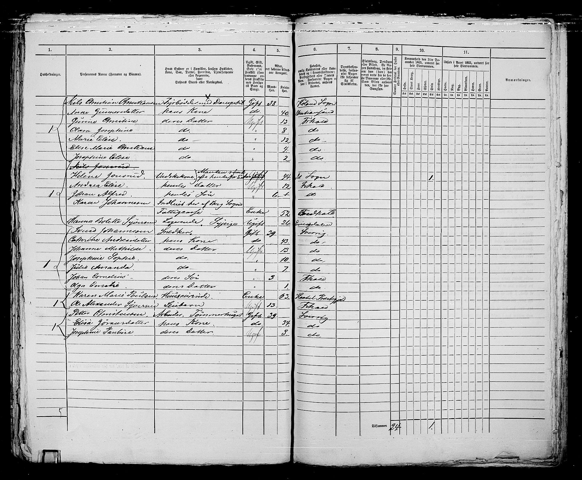 RA, 1865 census for Fredrikshald, 1865, p. 1251