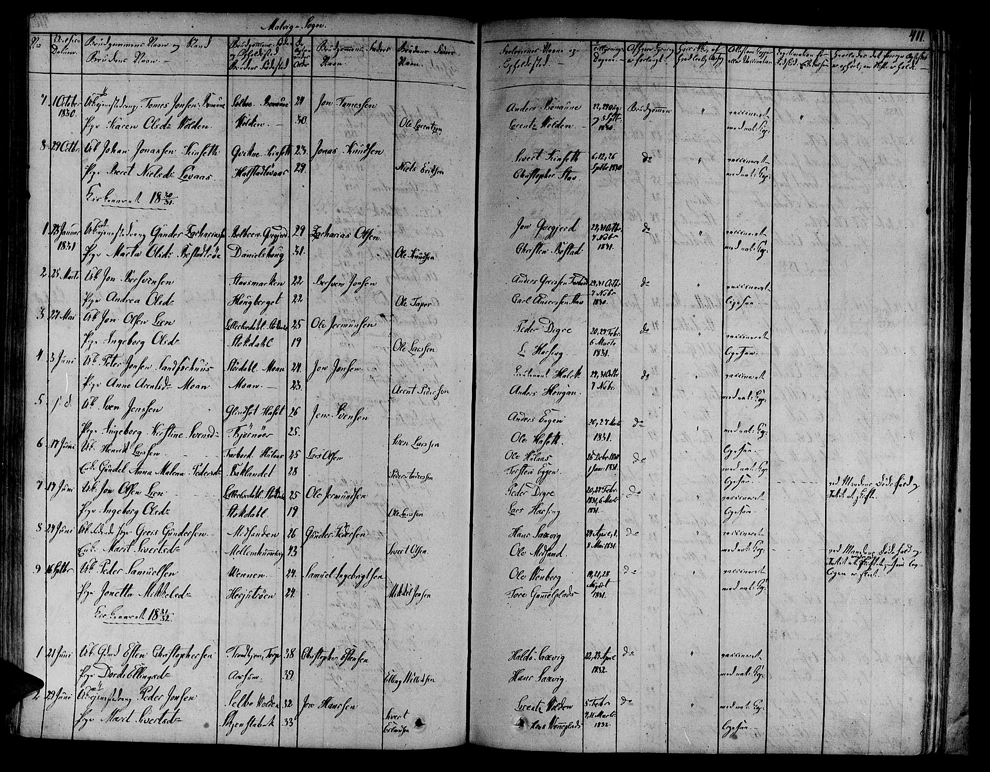Ministerialprotokoller, klokkerbøker og fødselsregistre - Sør-Trøndelag, SAT/A-1456/606/L0288: Parish register (official) no. 606A04 /3, 1826-1840, p. 411