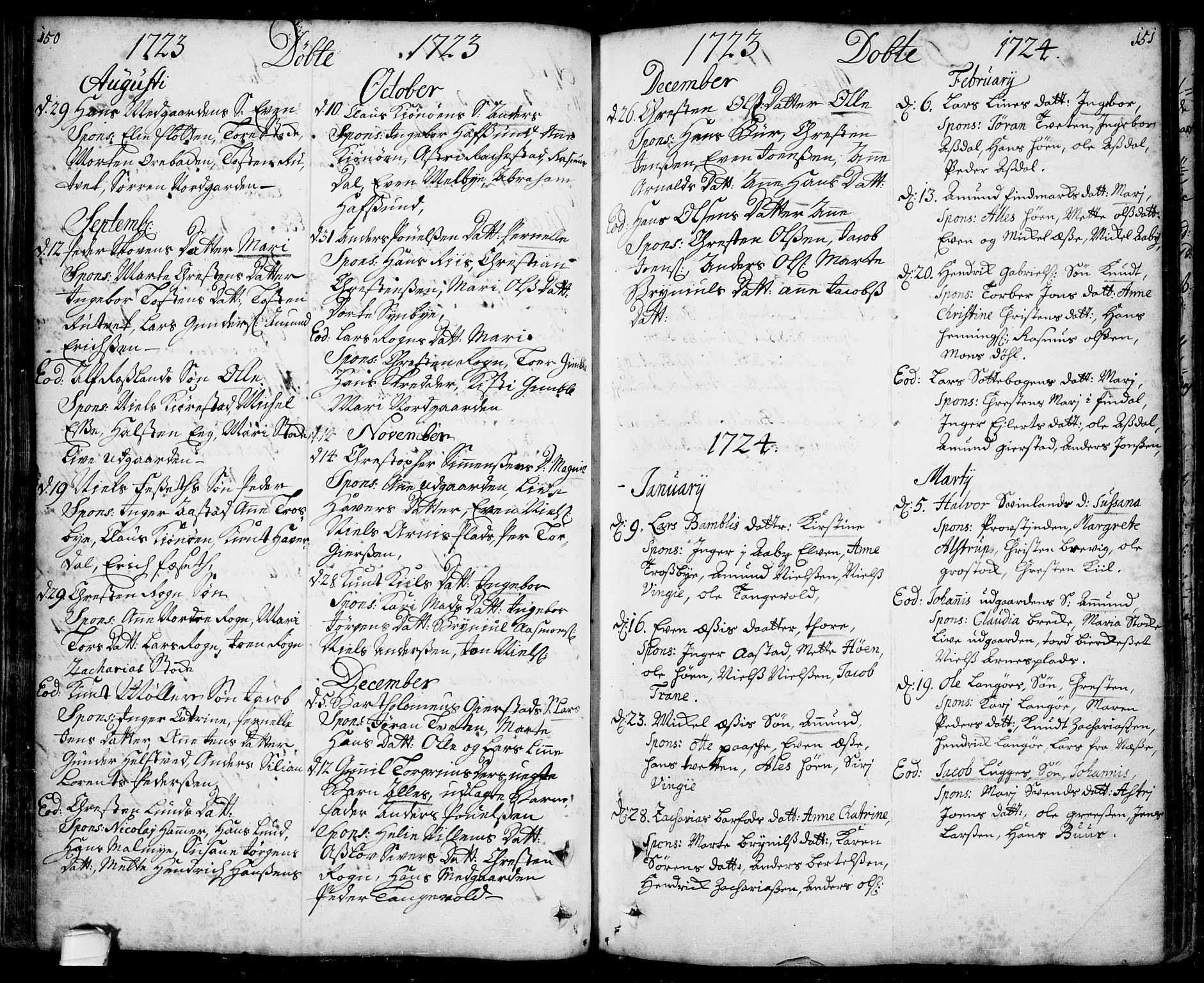 Bamble kirkebøker, SAKO/A-253/F/Fa/L0001: Parish register (official) no. I 1, 1702-1774, p. 150-151