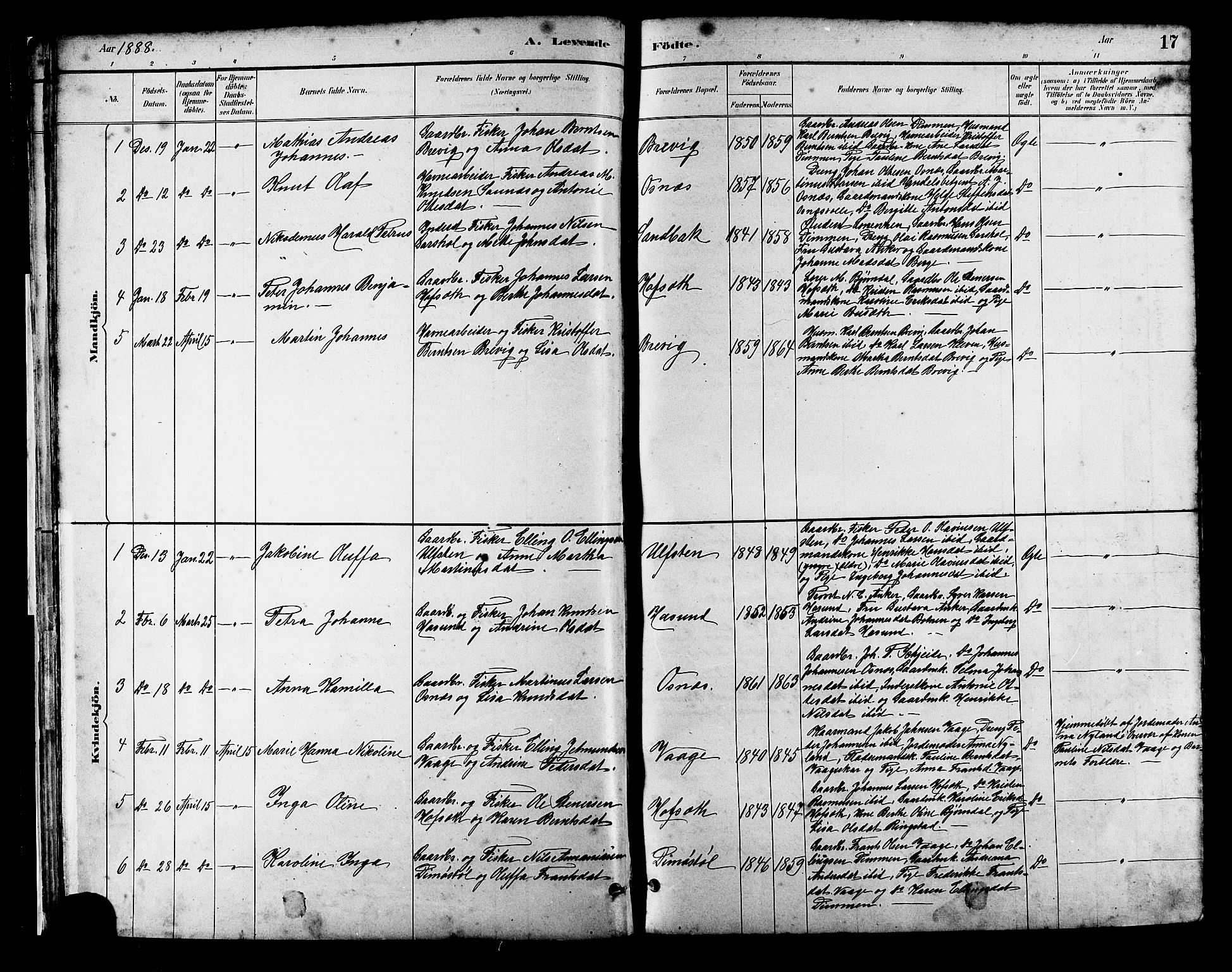 Ministerialprotokoller, klokkerbøker og fødselsregistre - Møre og Romsdal, AV/SAT-A-1454/509/L0112: Parish register (copy) no. 509C02, 1883-1922, p. 17