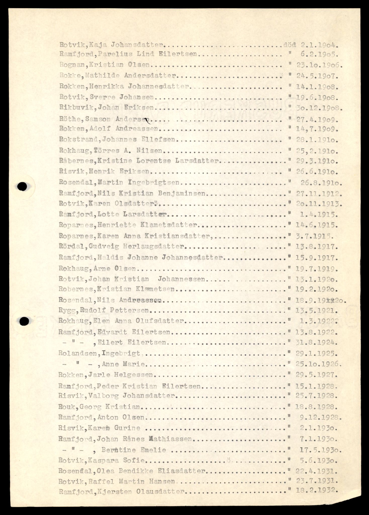 Nærøy lensmannskontor, SAT/A-6264/Ga/L0006: Mappe, Dødsfallsregister M - AA, 1904-1991, p. 15