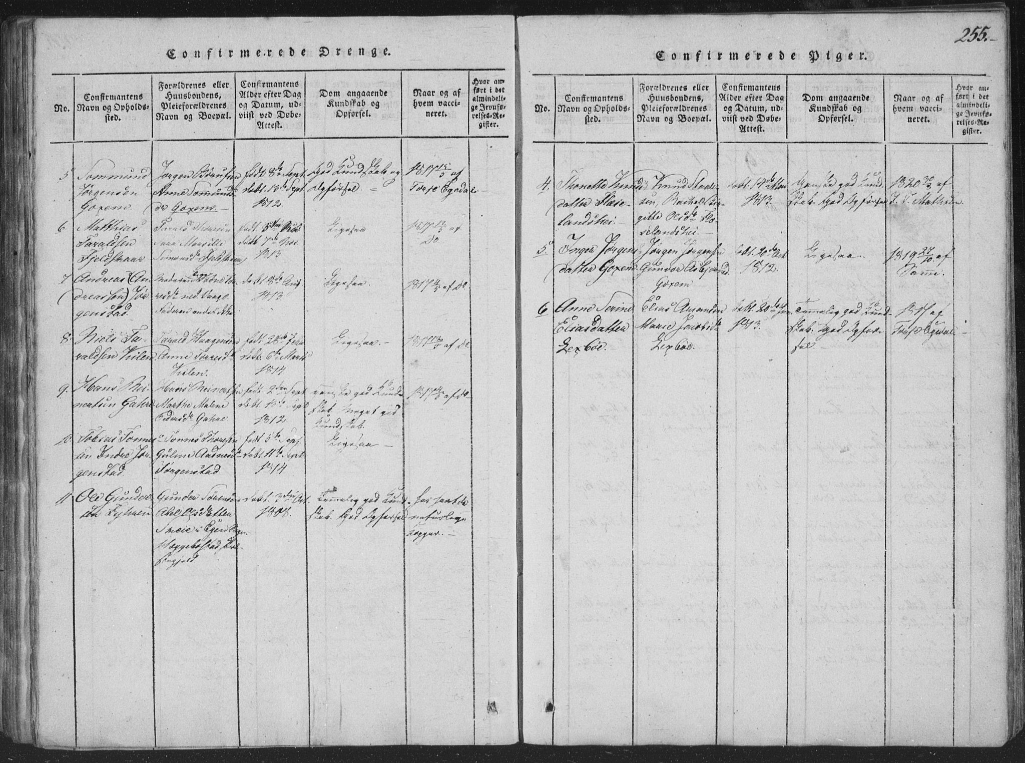 Sør-Audnedal sokneprestkontor, AV/SAK-1111-0039/F/Fa/Faa/L0001: Parish register (official) no. A 1, 1816-1848, p. 255