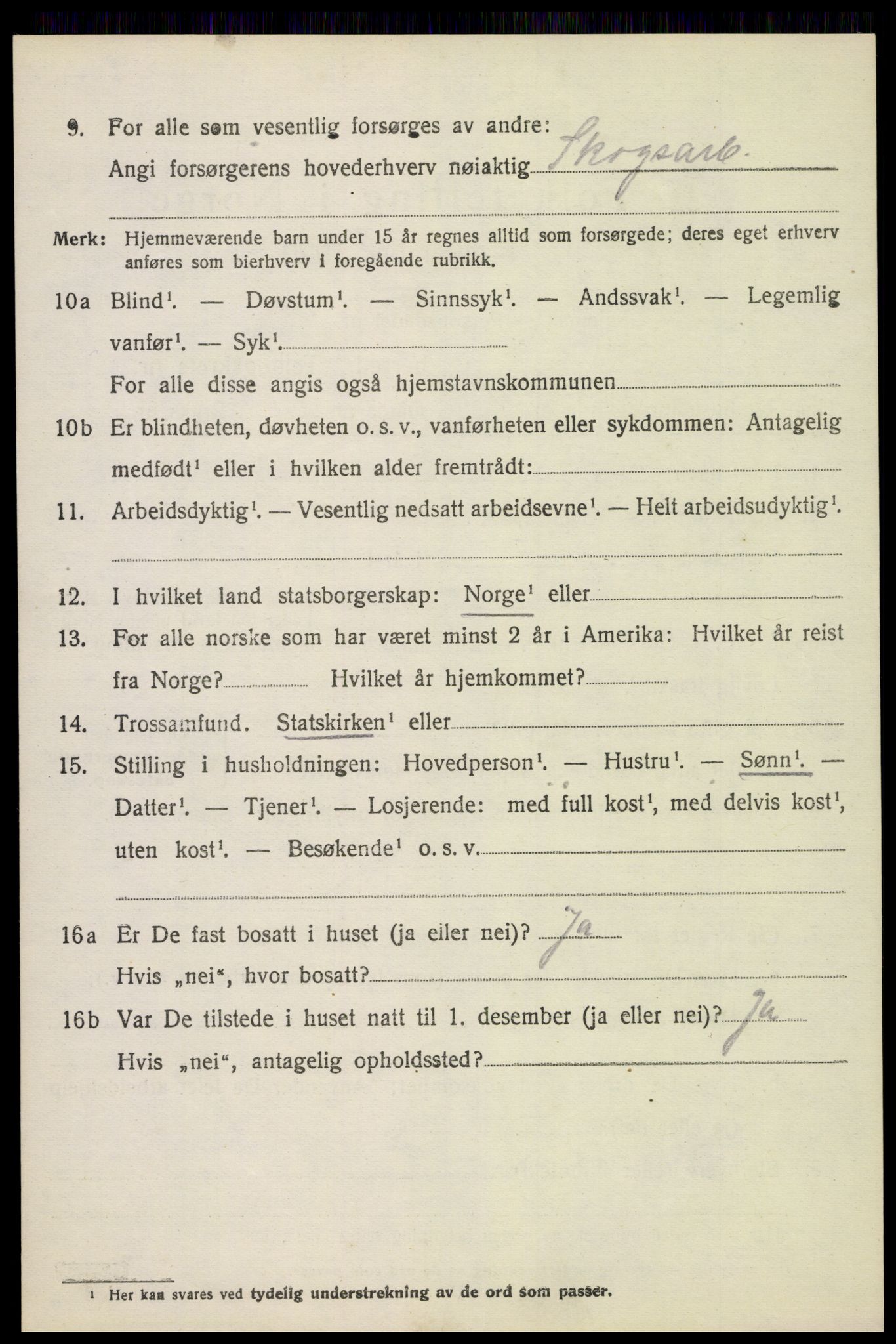 SAH, 1920 census for Stange, 1920, p. 14588