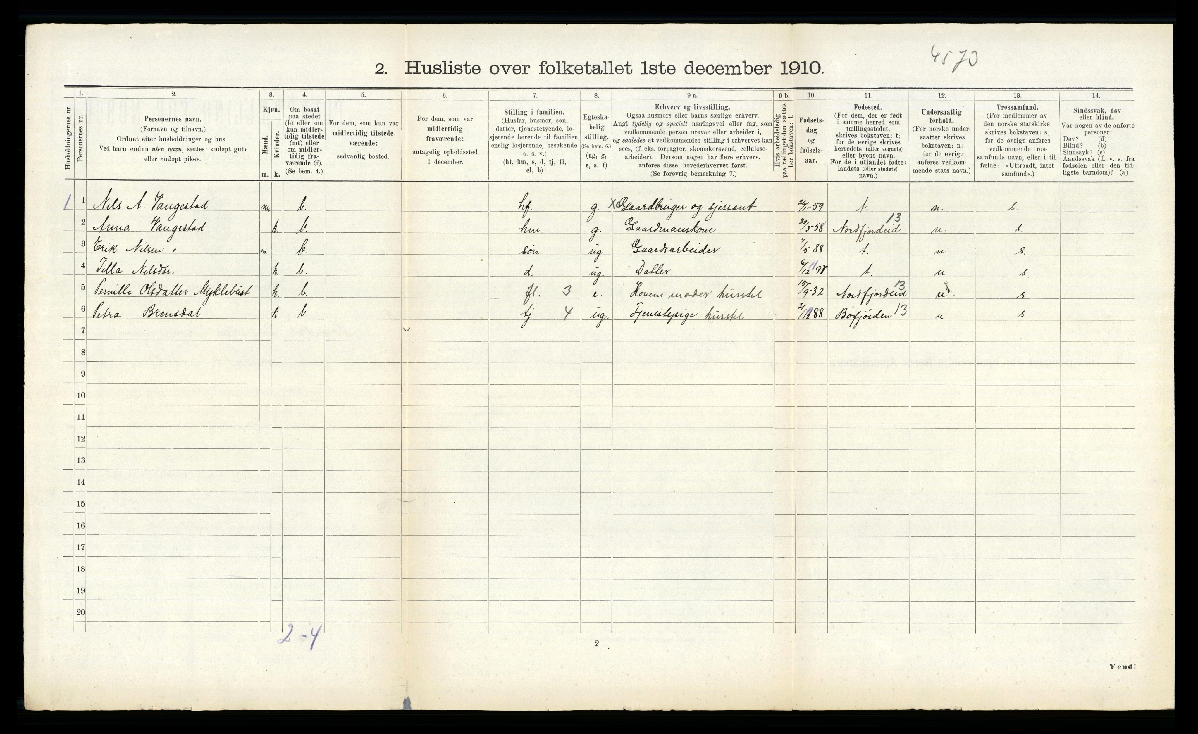 RA, 1910 census for Sogndal, 1910, p. 139