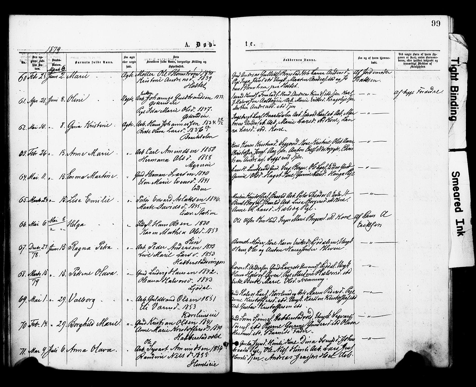 Eidsvoll prestekontor Kirkebøker, SAO/A-10888/F/Fa/L0001: Parish register (official) no. I 1, 1877-1881, p. 99