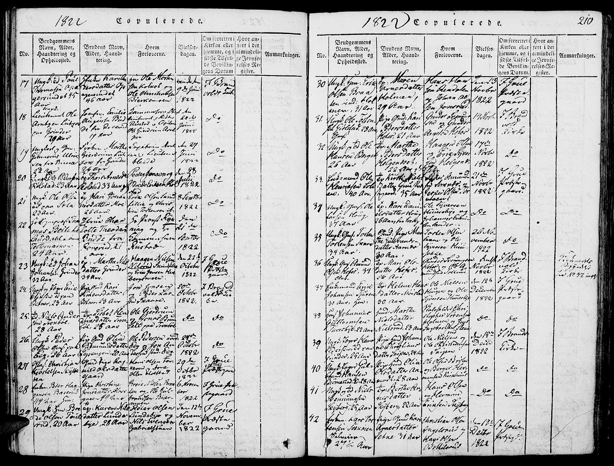 Grue prestekontor, AV/SAH-PREST-036/H/Ha/Haa/L0006: Parish register (official) no. 6, 1814-1830, p. 210