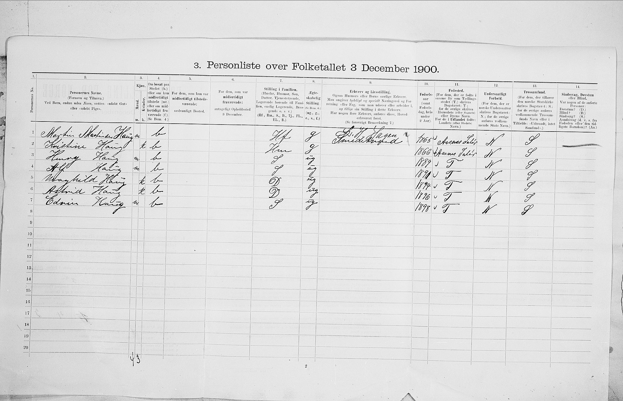 SAO, 1900 census for Kristiania, 1900, p. 77182