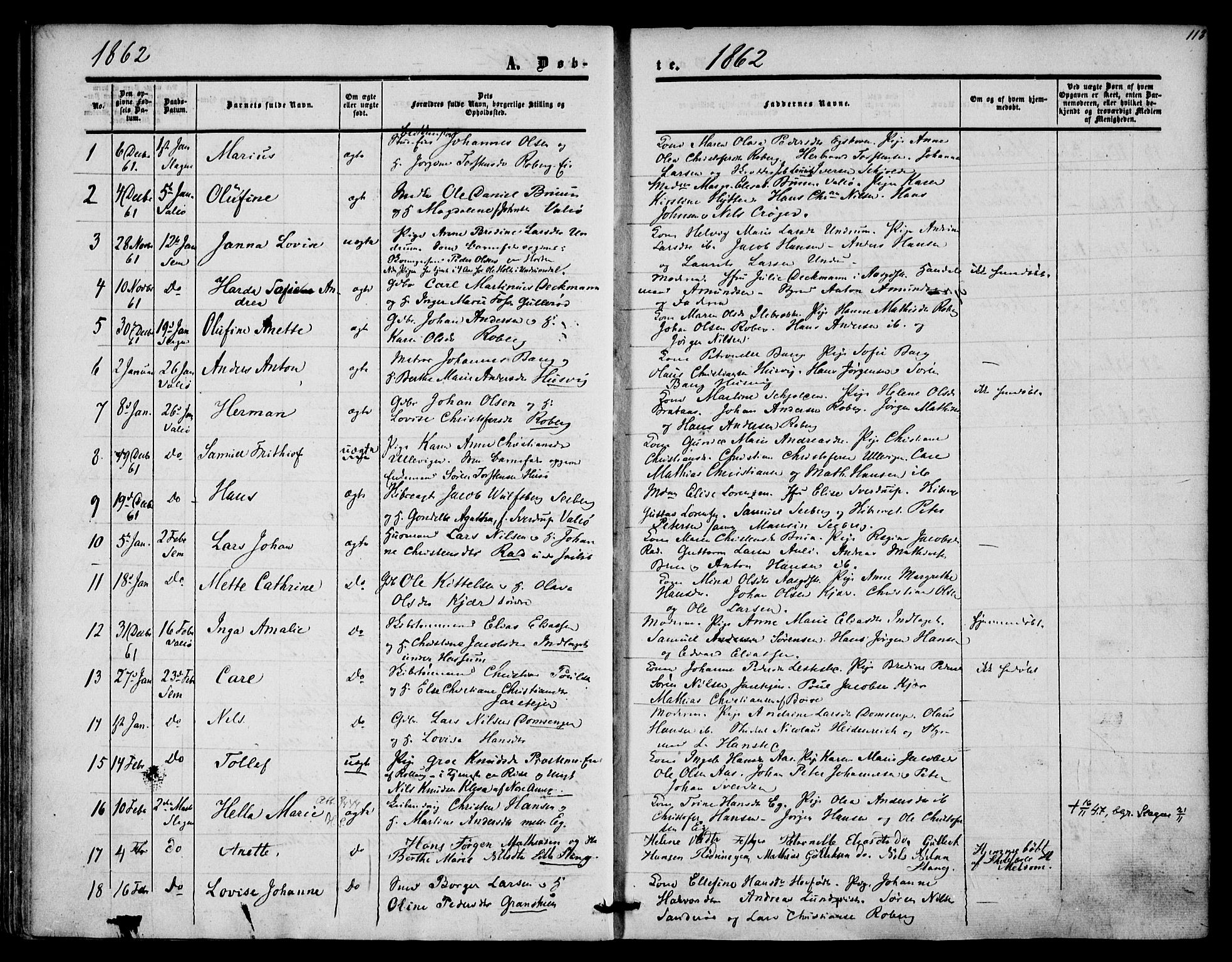 Sem kirkebøker, SAKO/A-5/F/Fa/L0007: Parish register (official) no. I 7, 1856-1865, p. 113