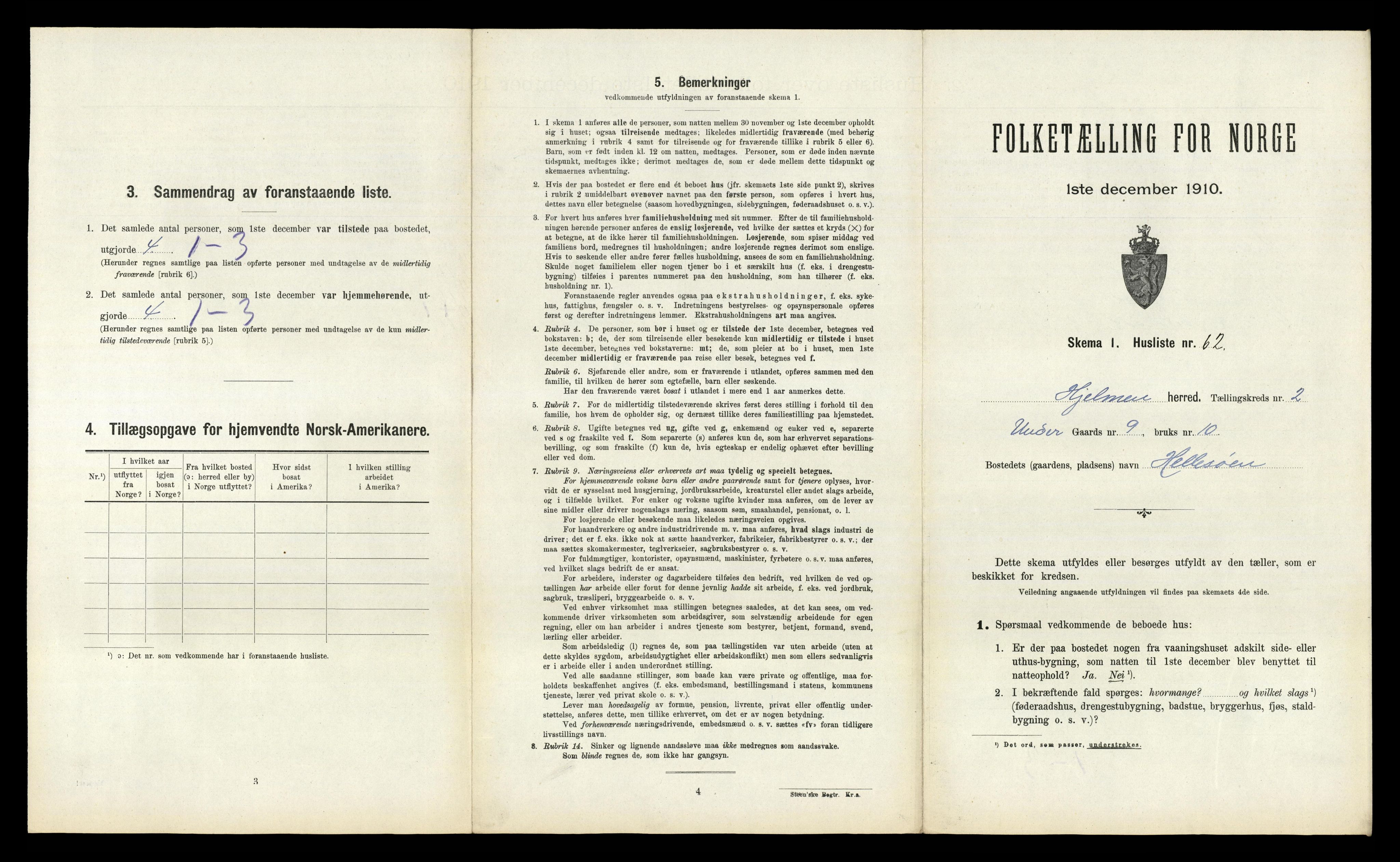 RA, 1910 census for Hjelme, 1910, p. 258
