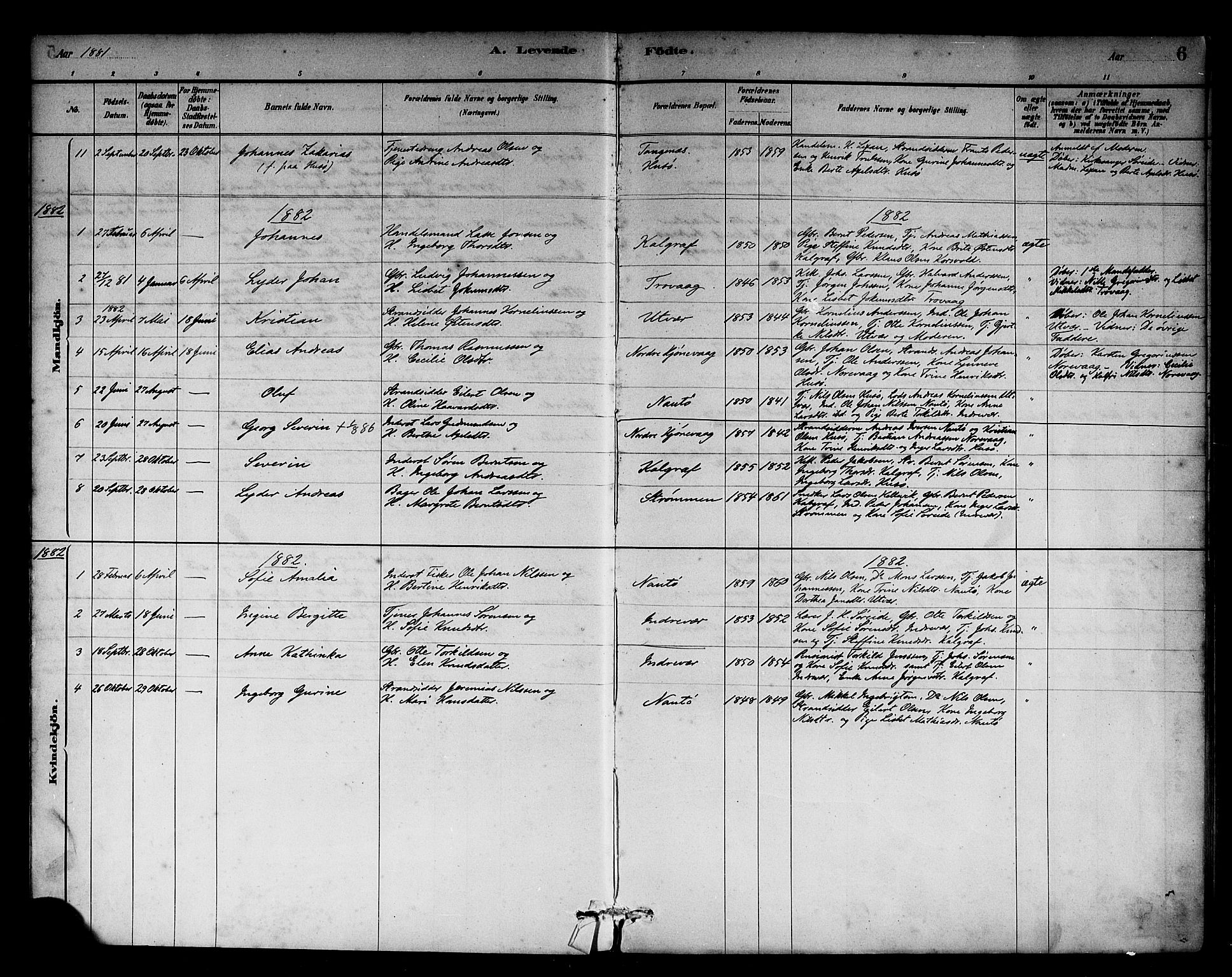 Solund sokneprestembete, AV/SAB-A-81401: Parish register (official) no. C 1, 1881-1896, p. 6