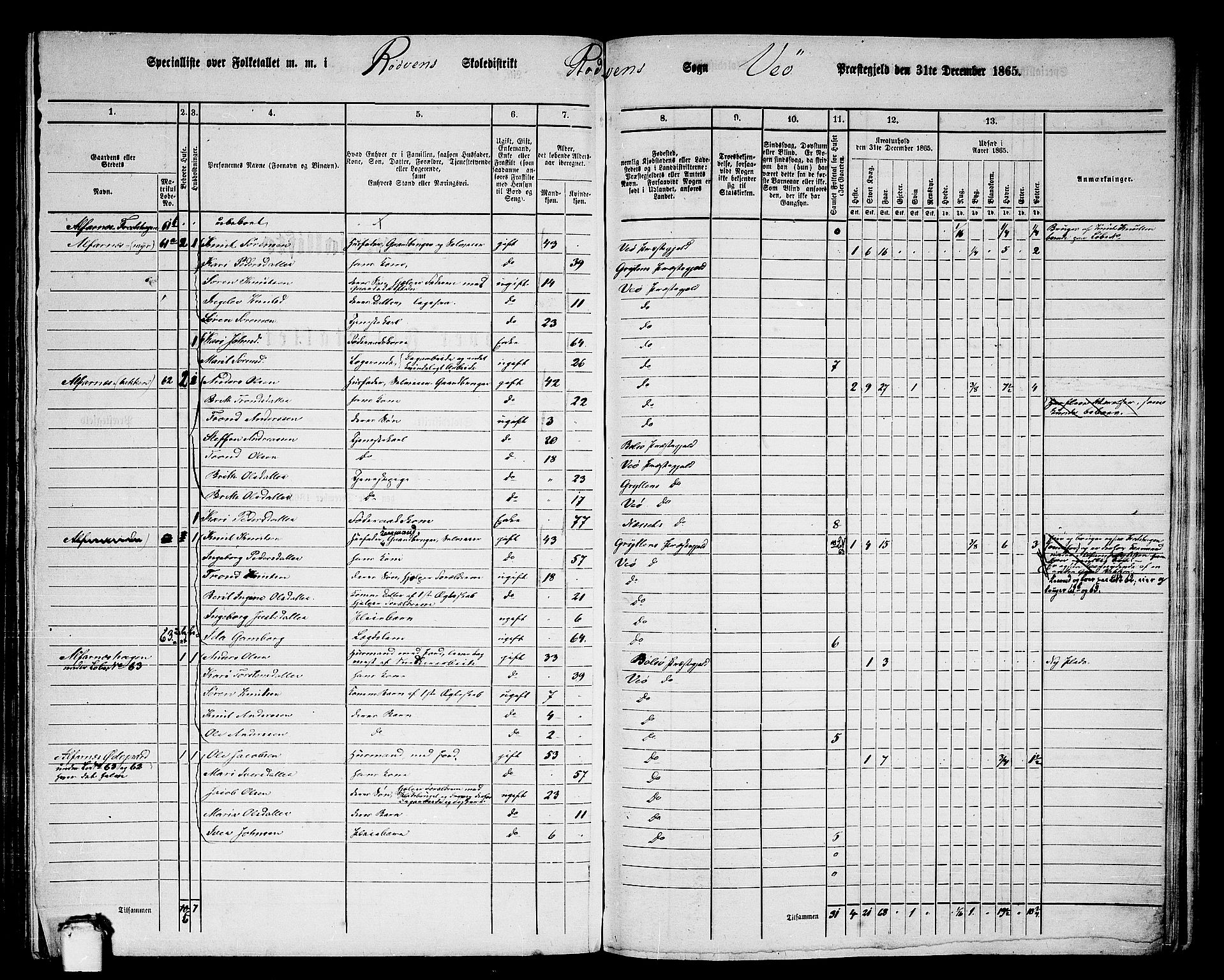 RA, 1865 census for Veøy, 1865, p. 47