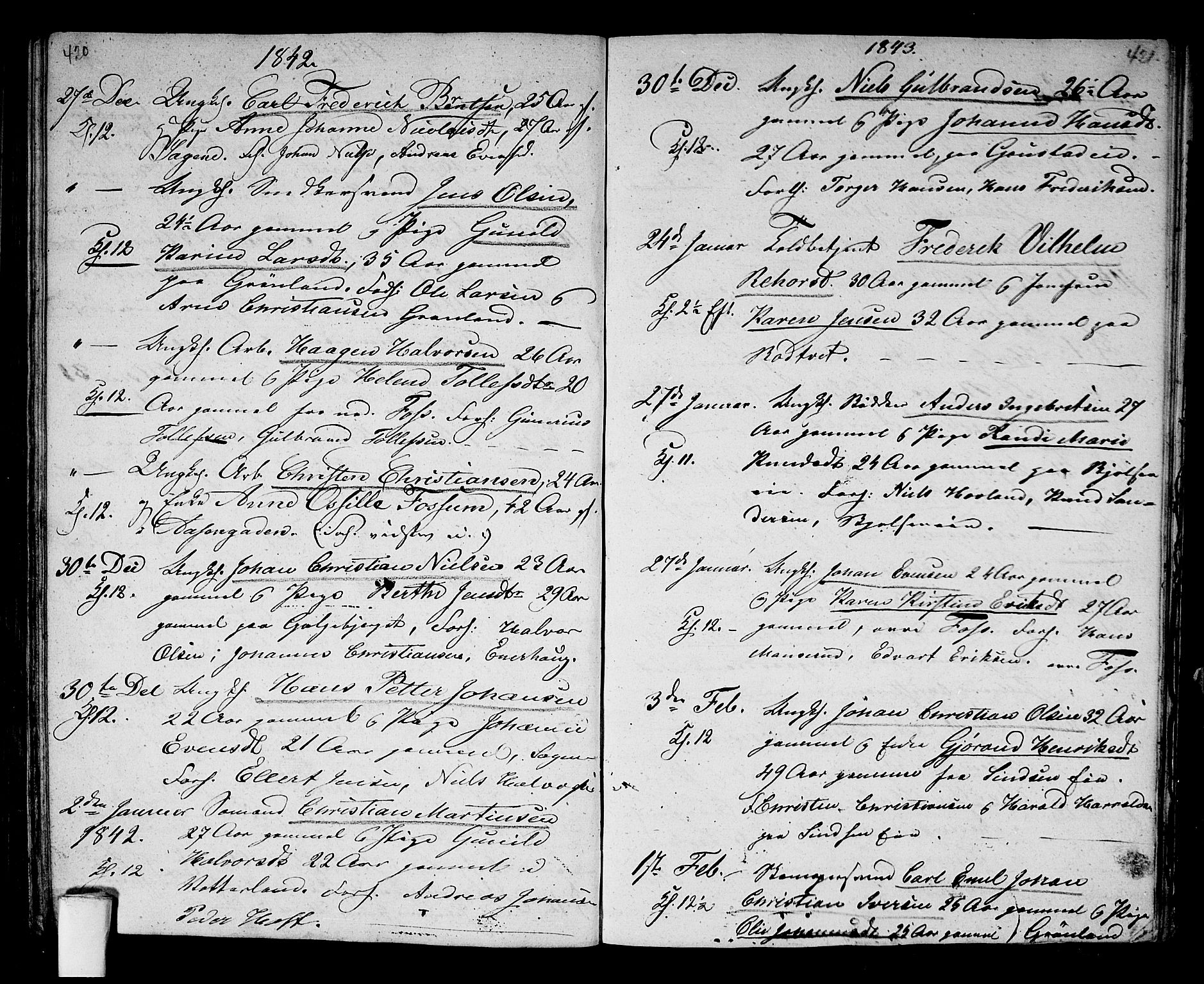 Aker prestekontor kirkebøker, SAO/A-10861/G/L0007: Parish register (copy) no. 7, 1838-1846, p. 420-421