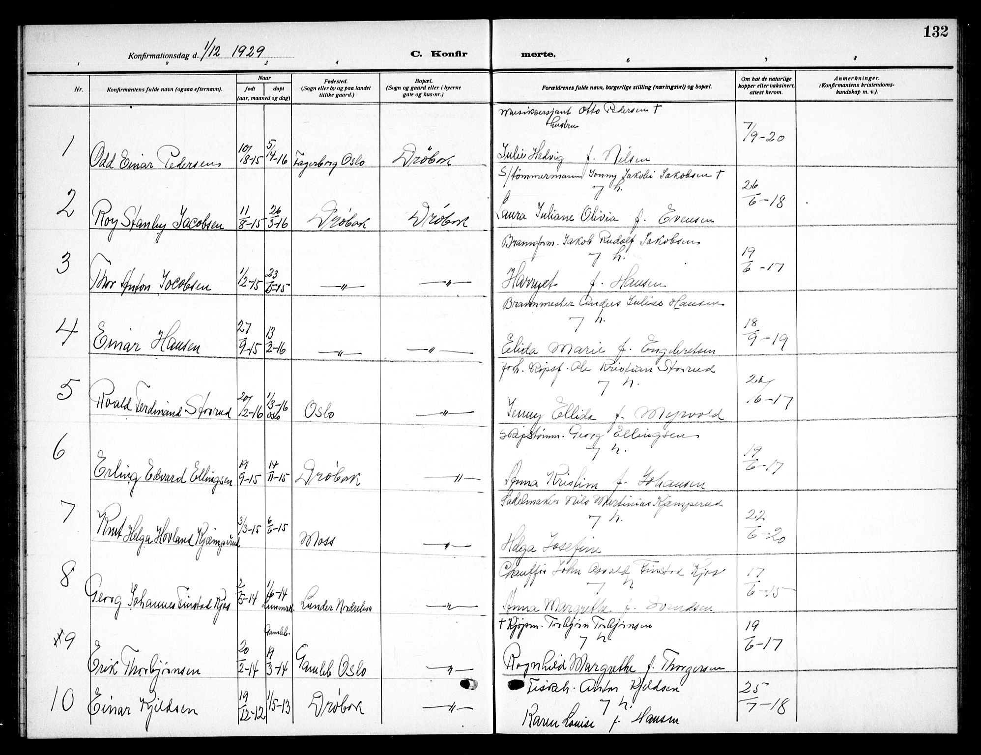 Drøbak prestekontor Kirkebøker, SAO/A-10142a/G/Ga/L0002: Parish register (copy) no. I 2, 1917-1932, p. 132