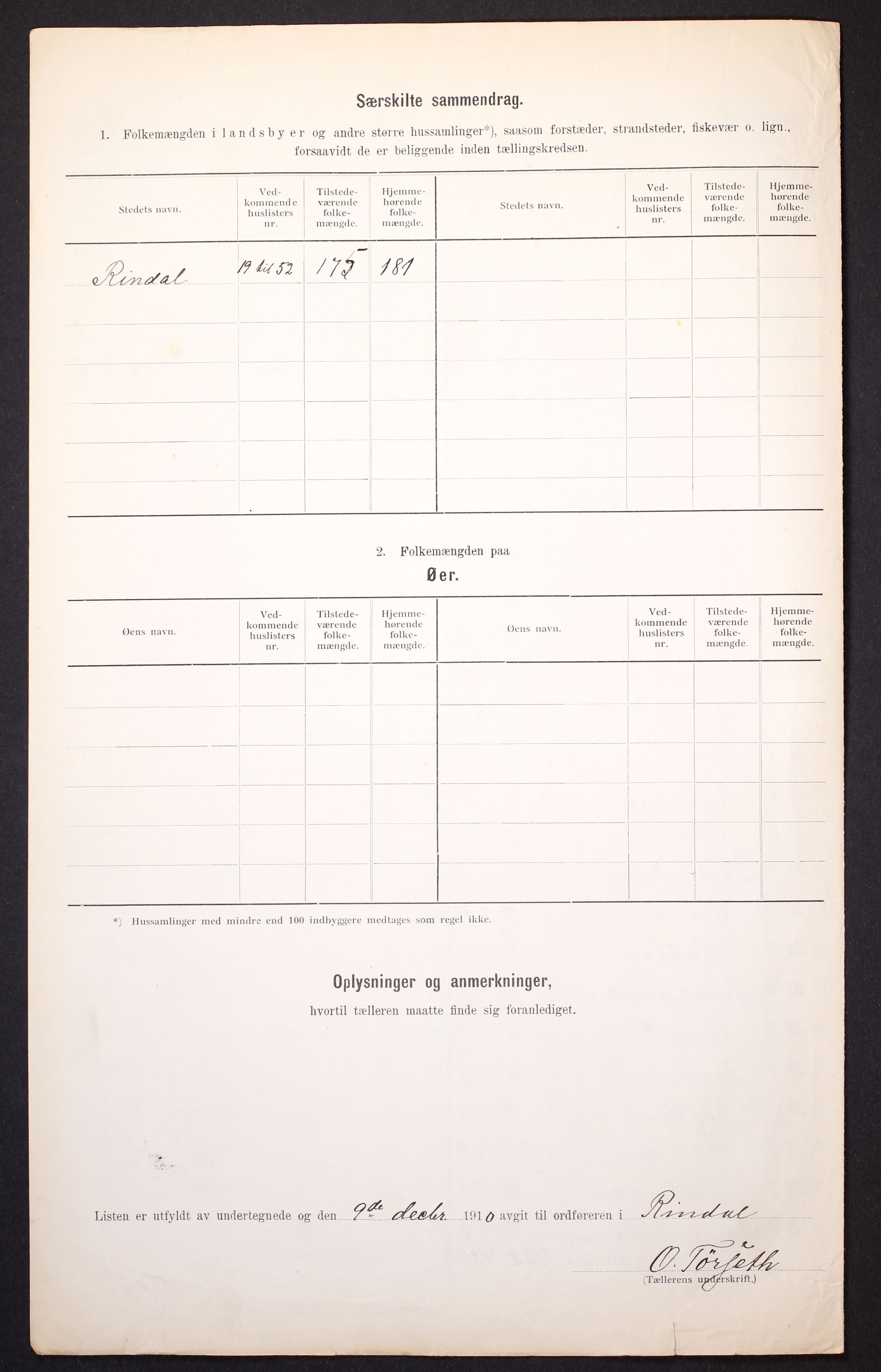 RA, 1910 census for Rindal, 1910, p. 12