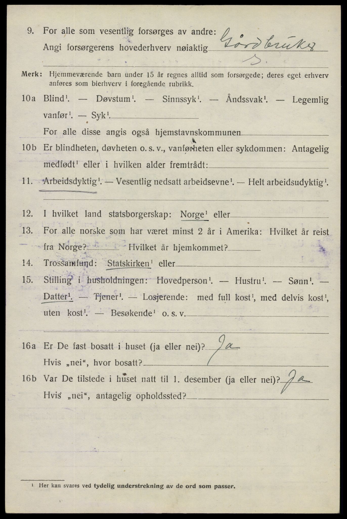 SAO, 1920 census for Spydeberg, 1920, p. 3086