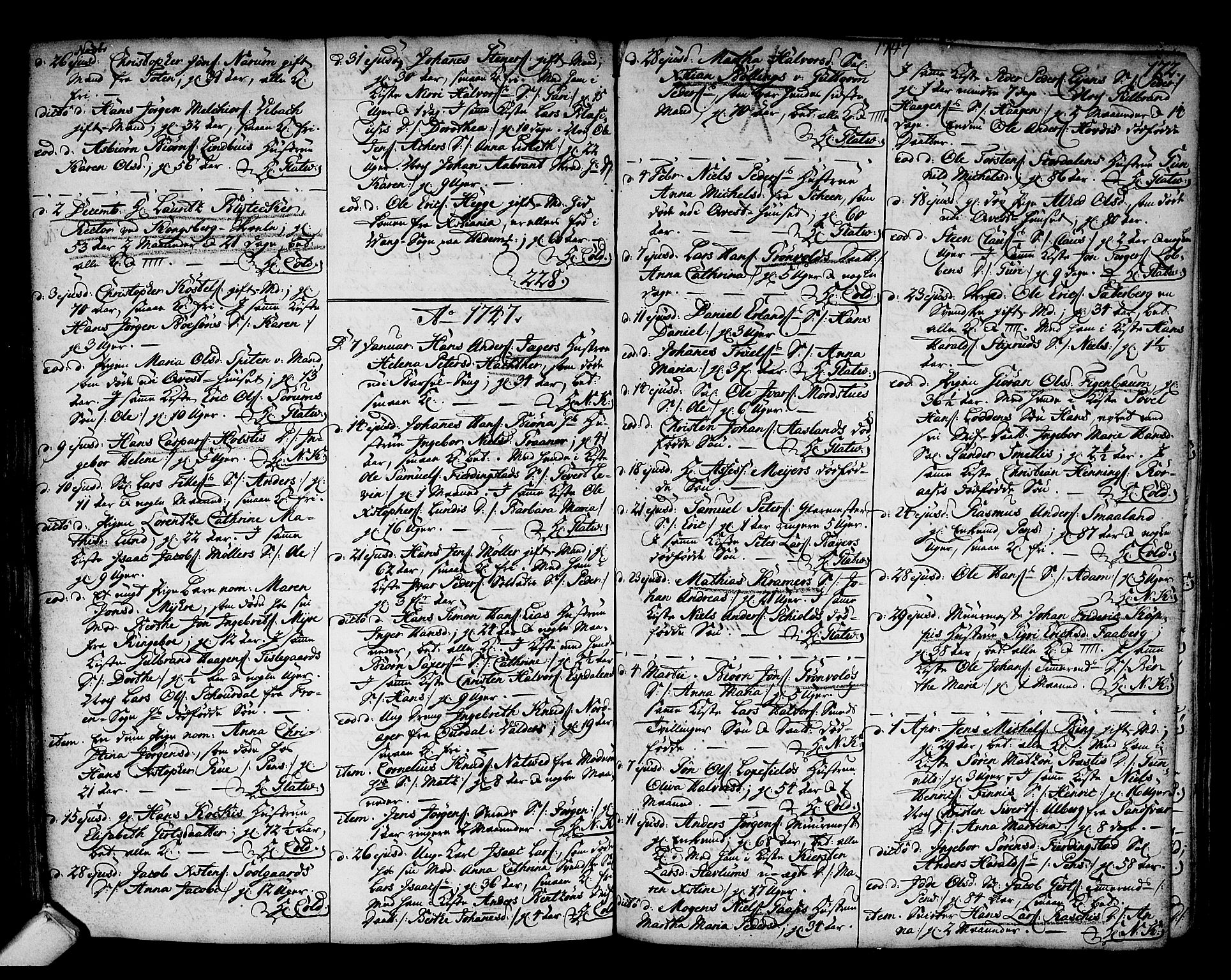 Kongsberg kirkebøker, AV/SAKO-A-22/F/Fa/L0003: Parish register (official) no. I 3, 1744-1755, p. 172