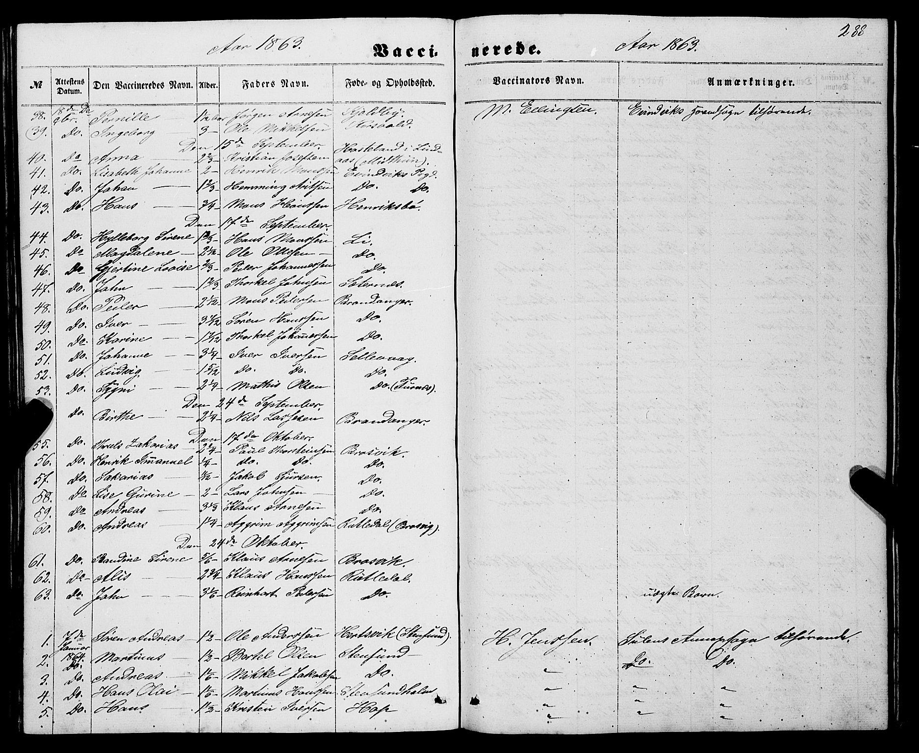 Gulen sokneprestembete, AV/SAB-A-80201/H/Haa/Haaa/L0022: Parish register (official) no. A 22, 1859-1869, p. 288