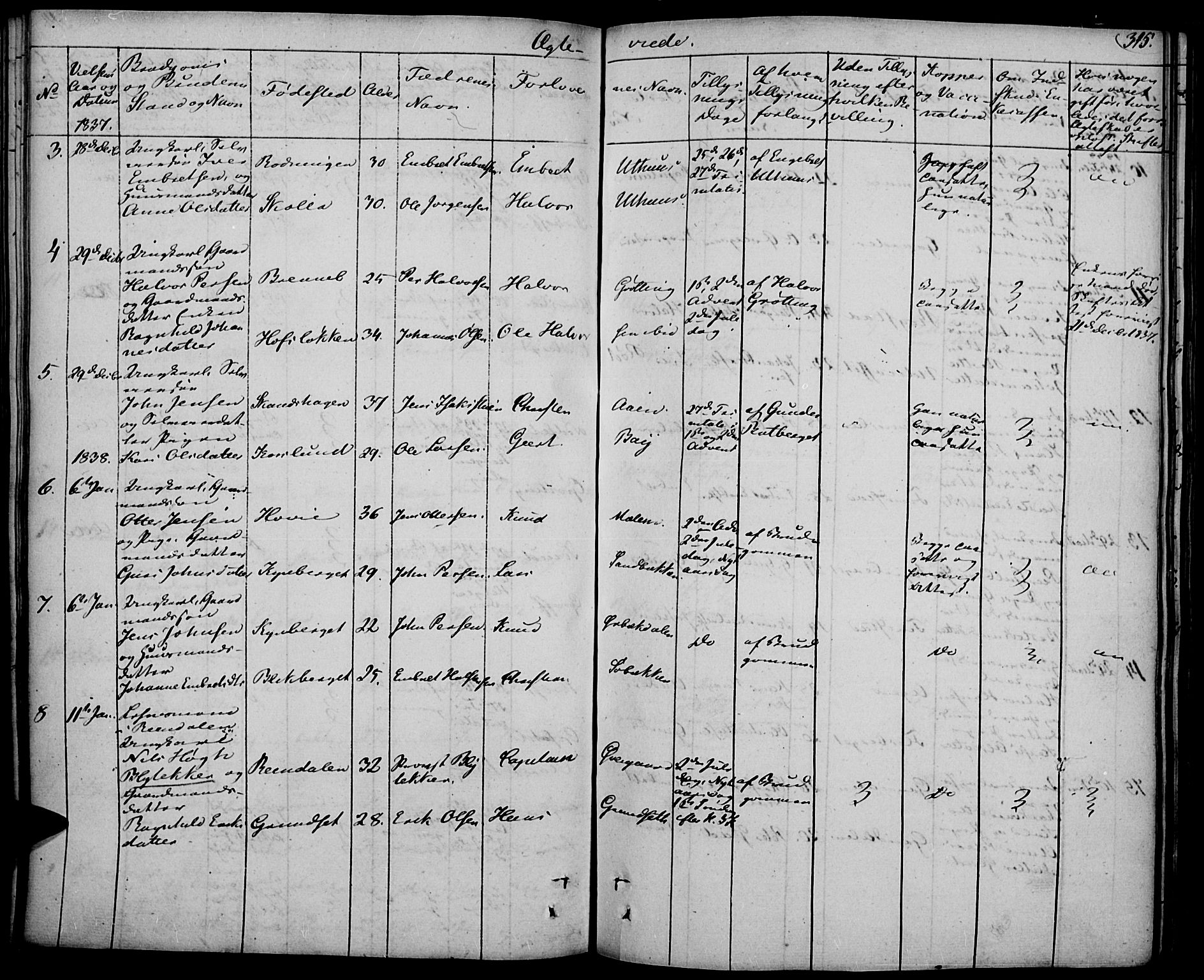 Elverum prestekontor, AV/SAH-PREST-044/H/Ha/Haa/L0008: Parish register (official) no. 8, 1830-1842, p. 315