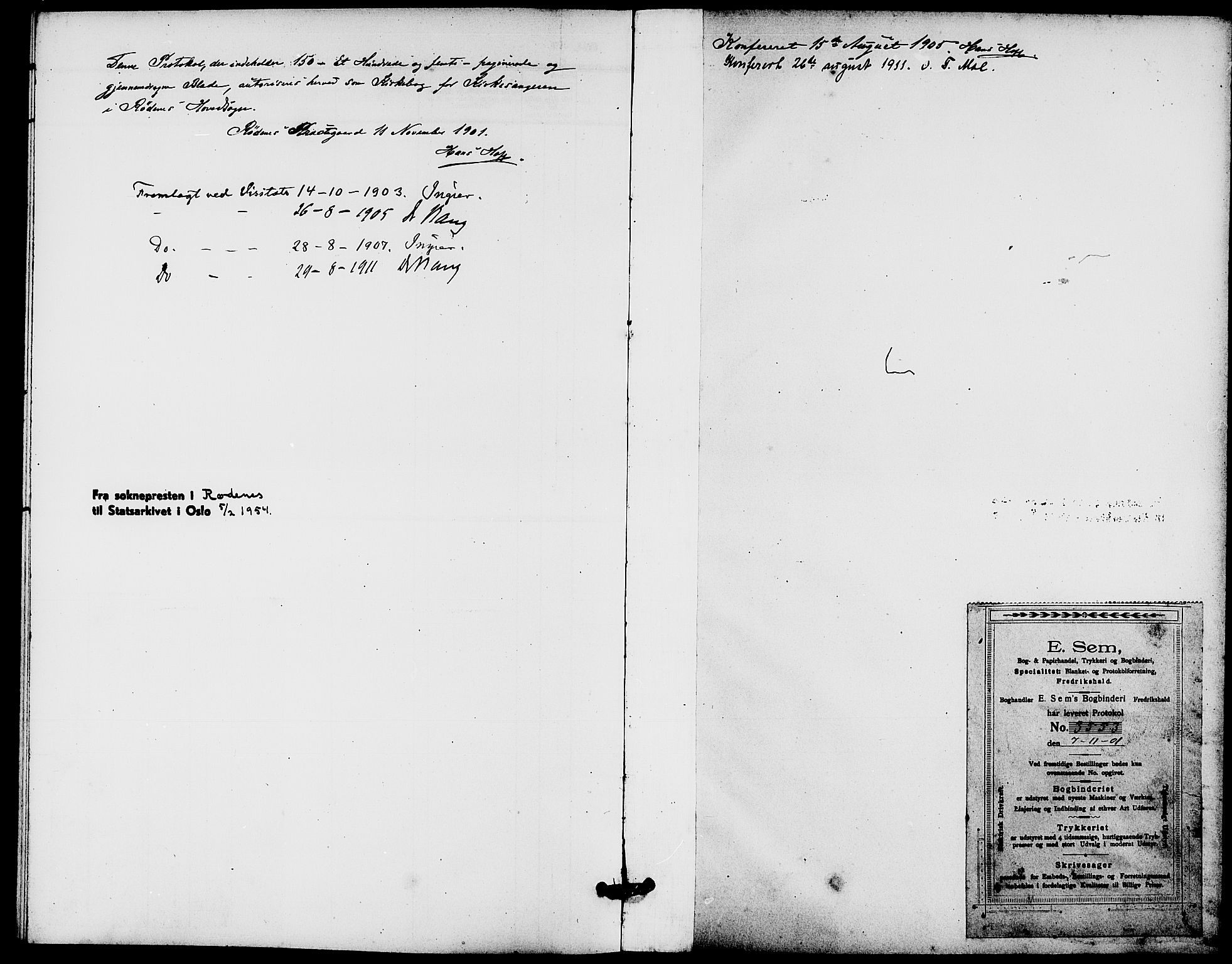 Rødenes prestekontor Kirkebøker, SAO/A-2005/G/Ga/L0002: Parish register (copy) no. I 2, 1901-1910