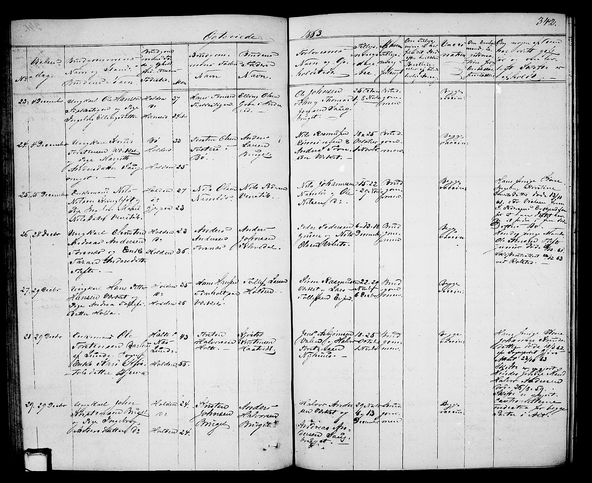 Holla kirkebøker, SAKO/A-272/G/Ga/L0003: Parish register (copy) no. I 3, 1849-1866, p. 342