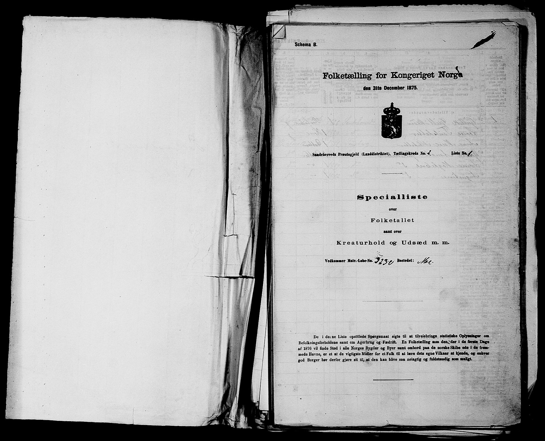 SAKO, 1875 census for 0724L Sandeherred/Sandeherred, 1875, p. 425