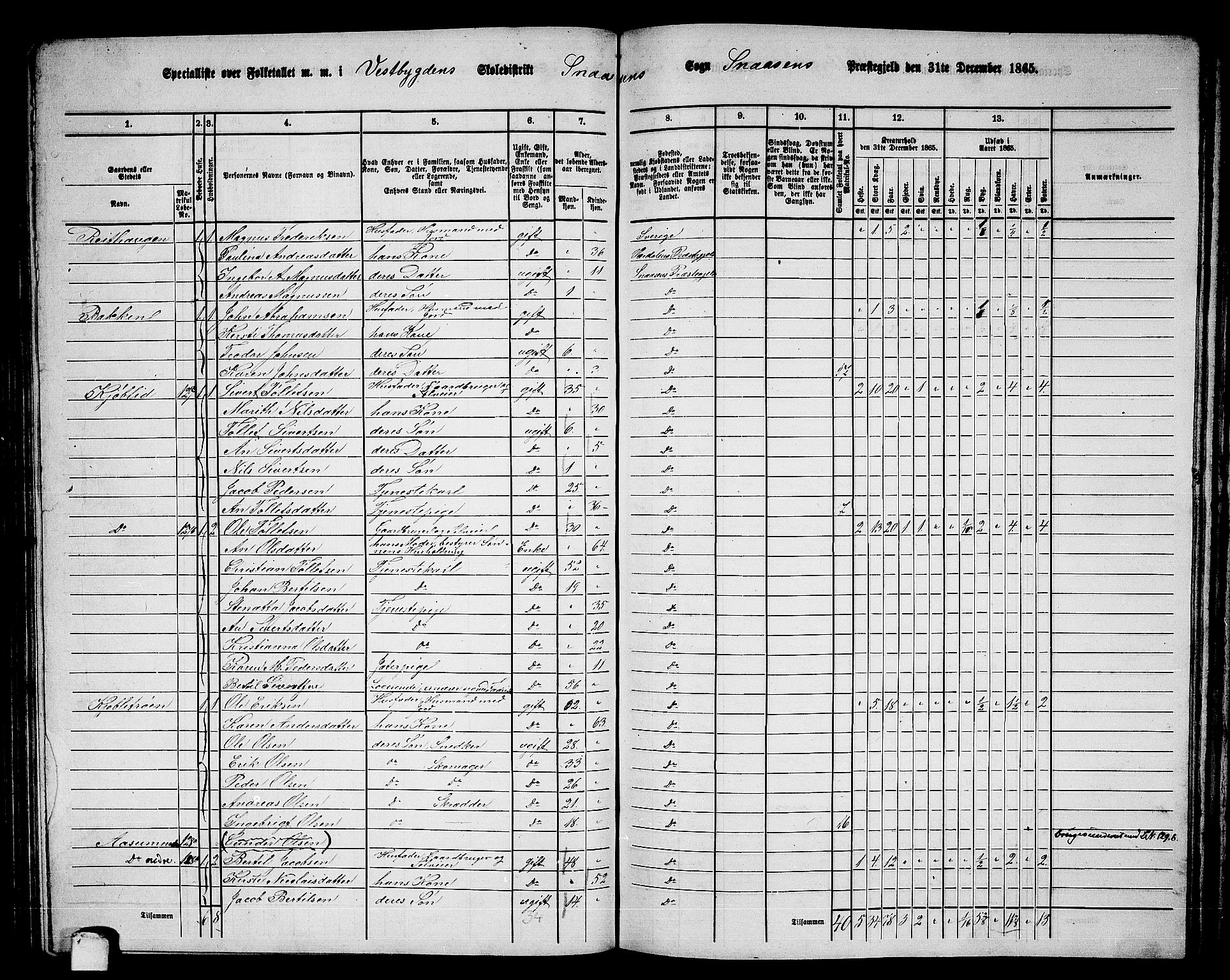 RA, 1865 census for Snåsa, 1865, p. 79