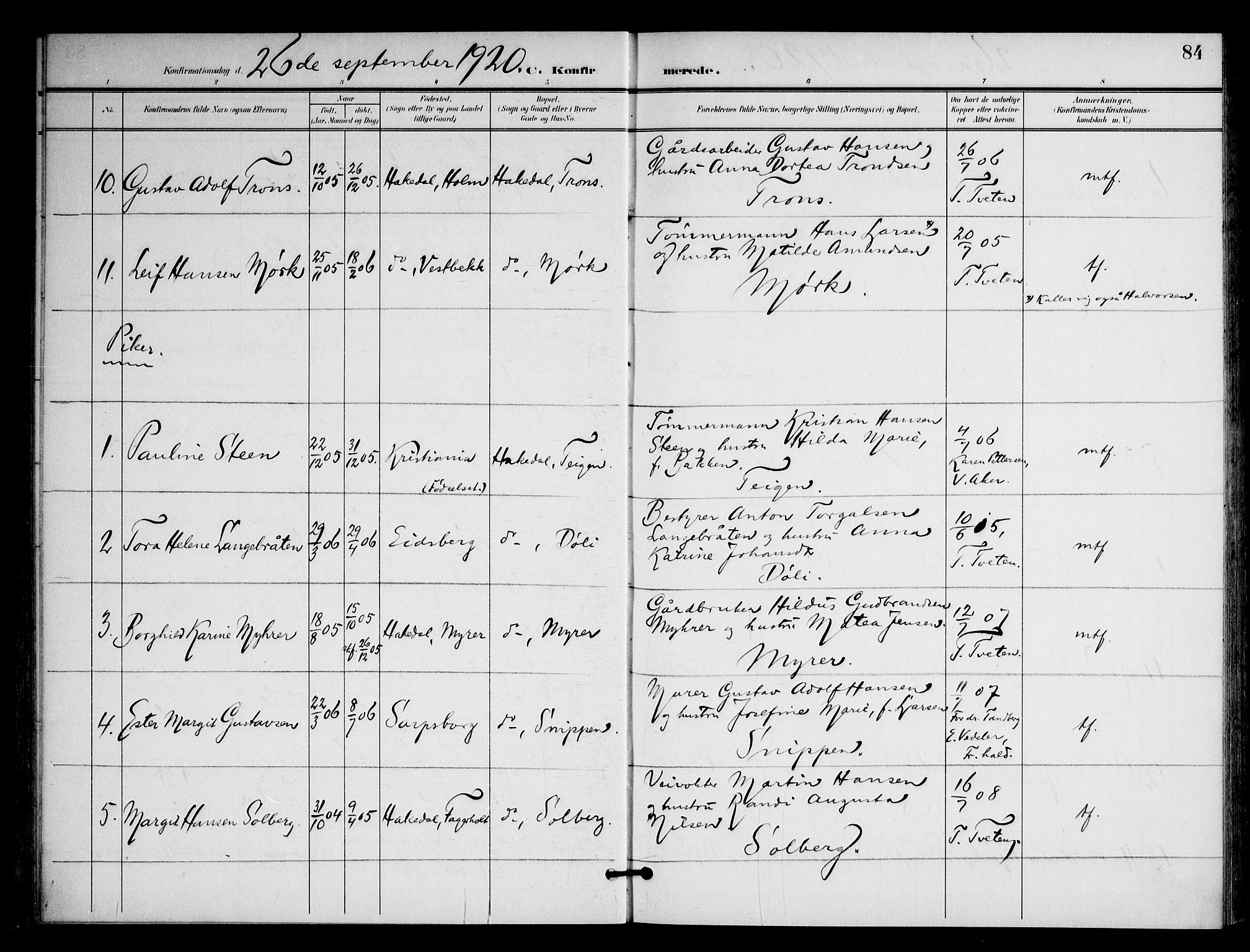 Nittedal prestekontor Kirkebøker, AV/SAO-A-10365a/F/Fb/L0002: Parish register (official) no. II 2, 1902-1921, p. 84