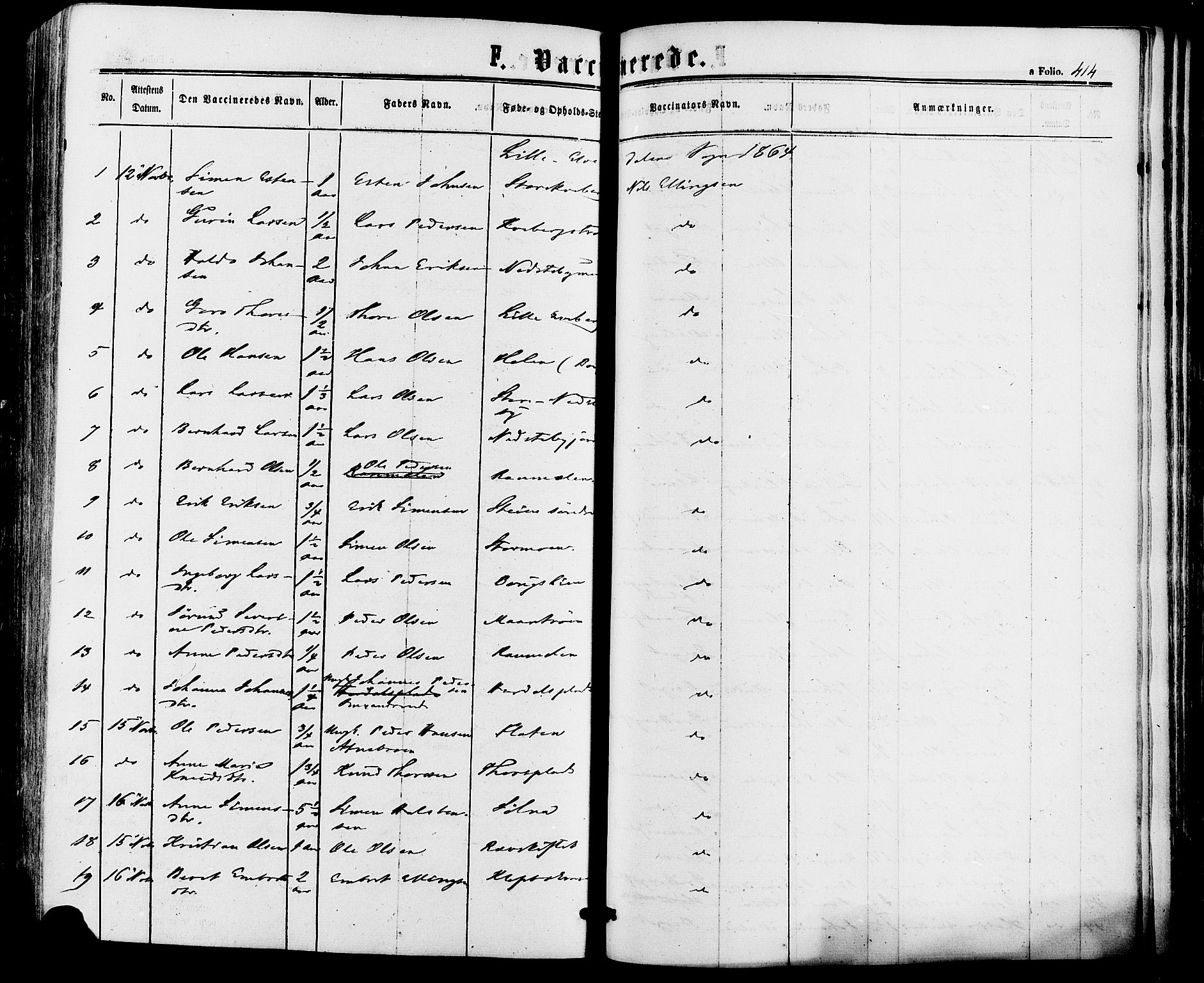 Alvdal prestekontor, SAH/PREST-060/H/Ha/Haa/L0001: Parish register (official) no. 1, 1863-1882, p. 414