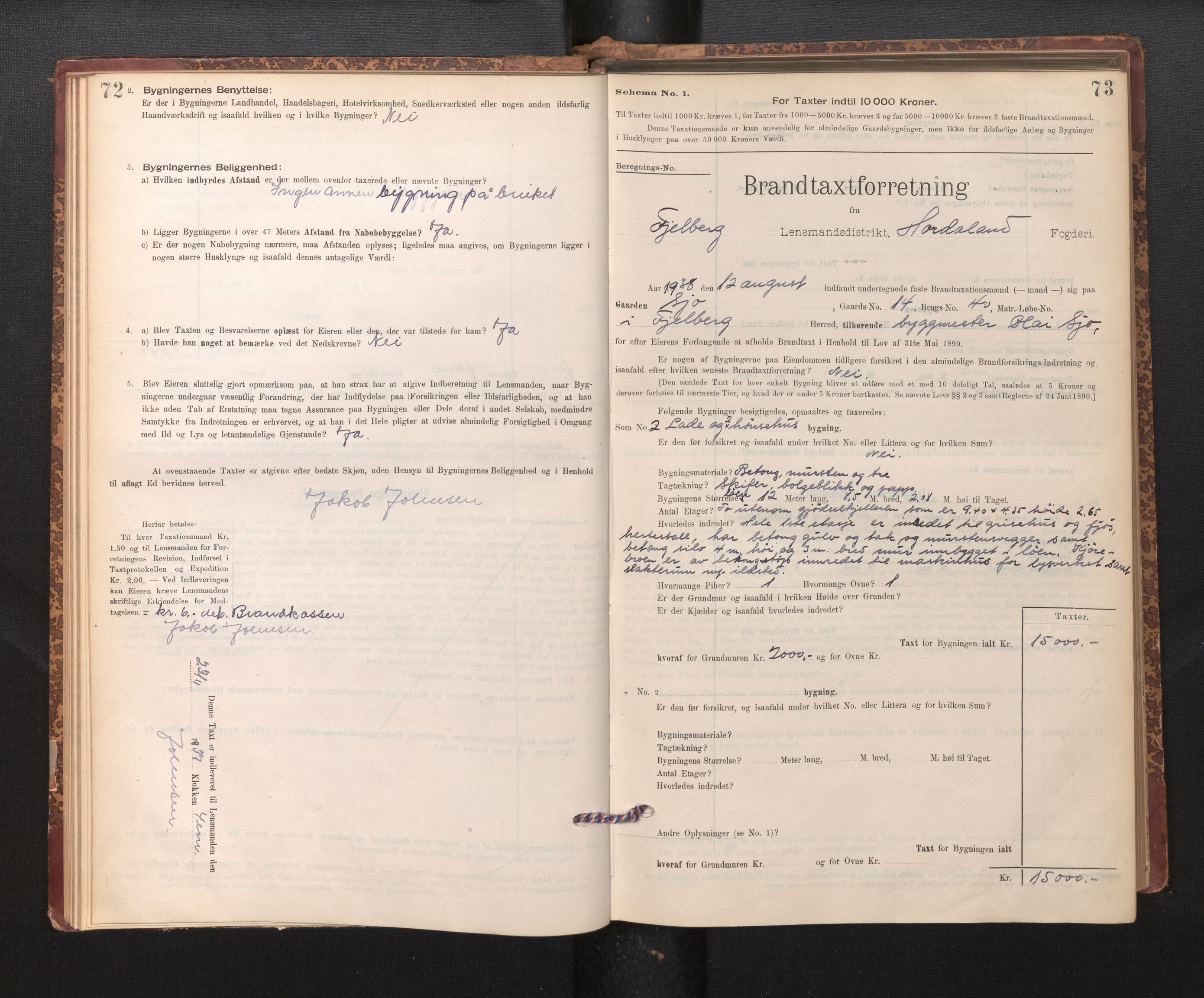 Lensmannen i Fjelberg, SAB/A-32101/0012/L0007: Branntakstprotokoll, skjematakst, 1895-1949, p. 72-73