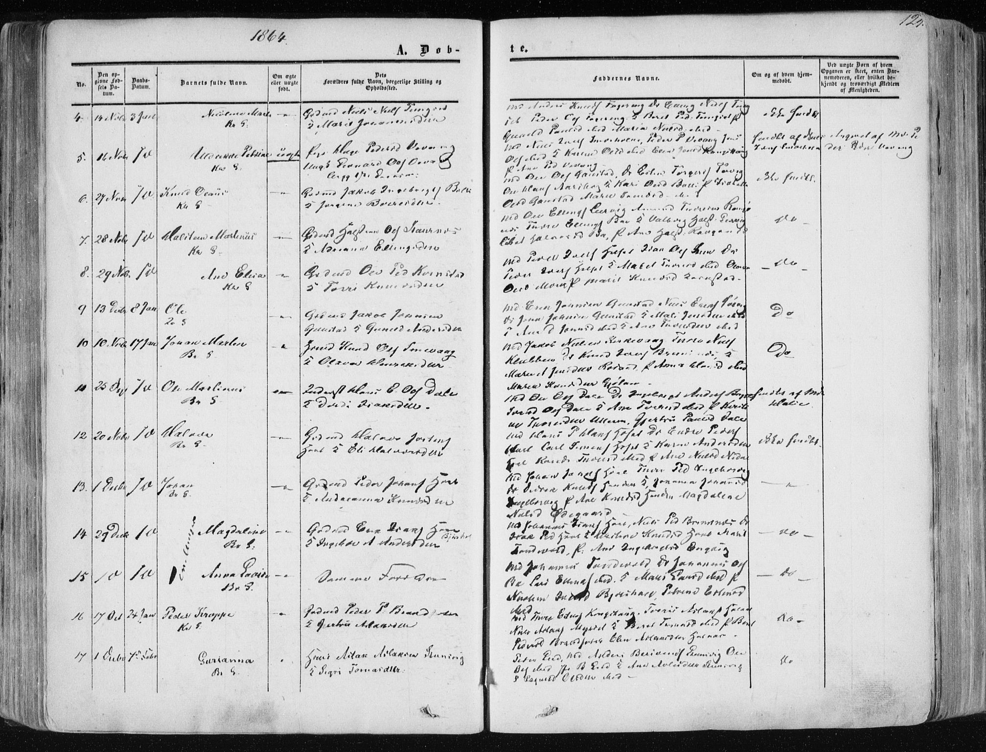 Ministerialprotokoller, klokkerbøker og fødselsregistre - Møre og Romsdal, AV/SAT-A-1454/568/L0804: Parish register (official) no. 568A11, 1854-1868, p. 124