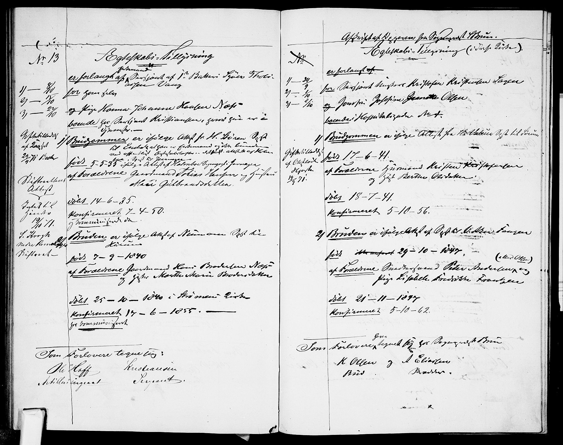 Garnisonsmenigheten Kirkebøker, AV/SAO-A-10846/H/Ha/L0006: Banns register no. I 6, 1856-1872