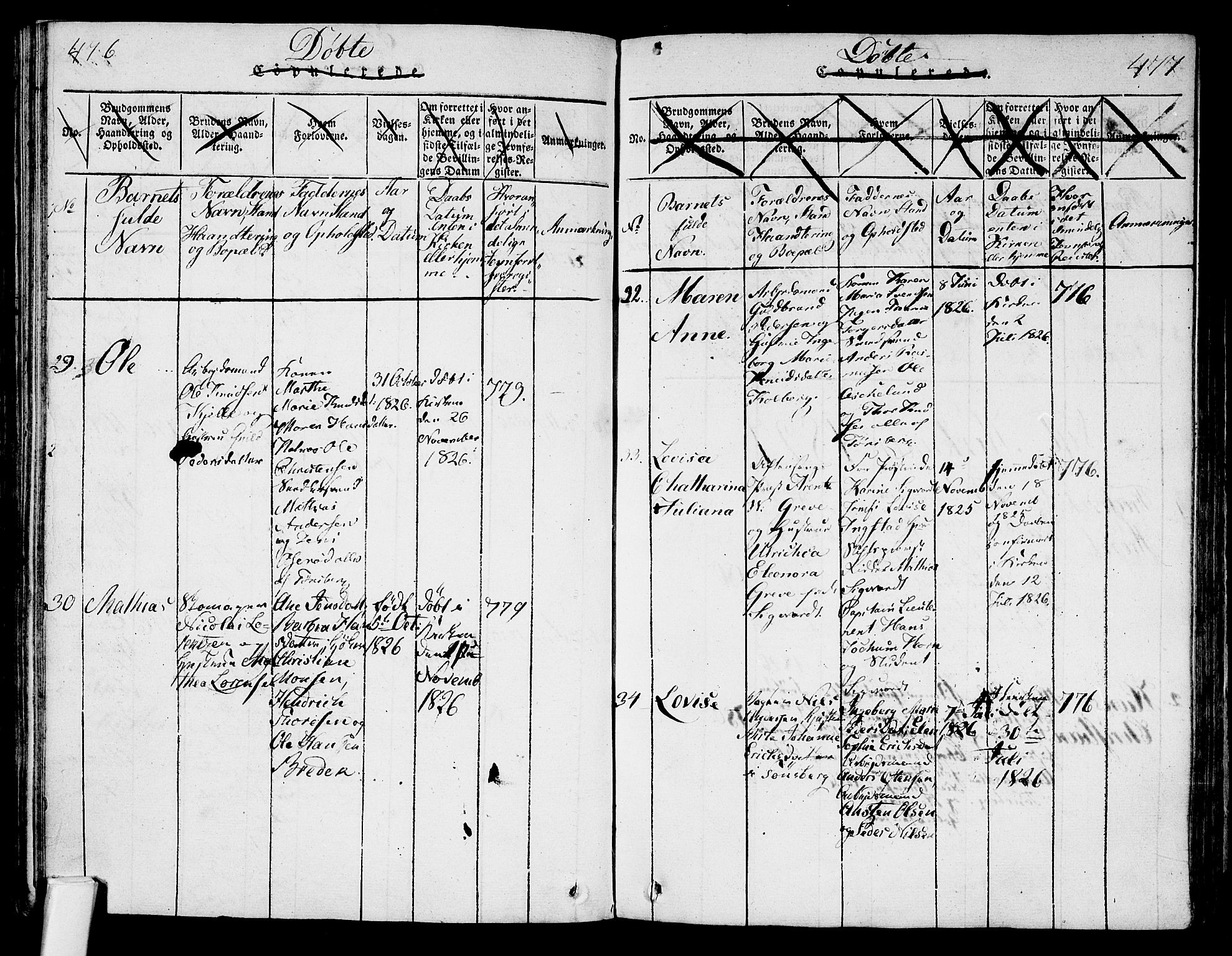 Tønsberg kirkebøker, AV/SAKO-A-330/F/Fa/L0004: Parish register (official) no. I 4, 1813-1826, p. 476-477