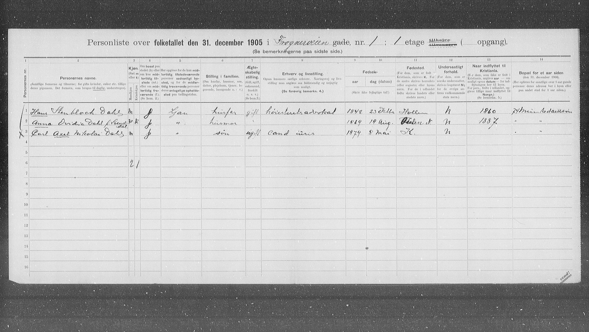 OBA, Municipal Census 1905 for Kristiania, 1905, p. 13975