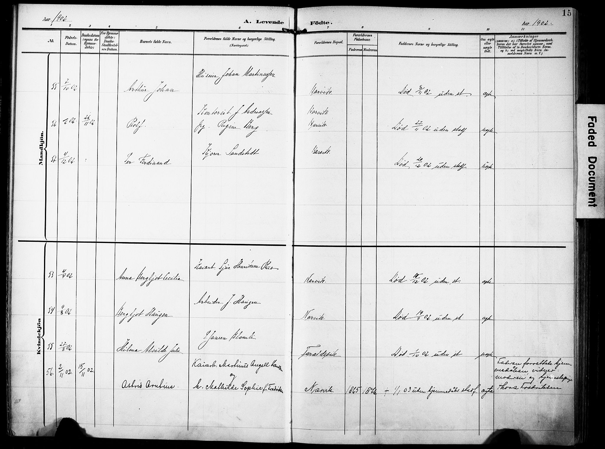 Ministerialprotokoller, klokkerbøker og fødselsregistre - Nordland, AV/SAT-A-1459/871/L0994: Parish register (official) no. 871A10, 1902-1910, p. 15