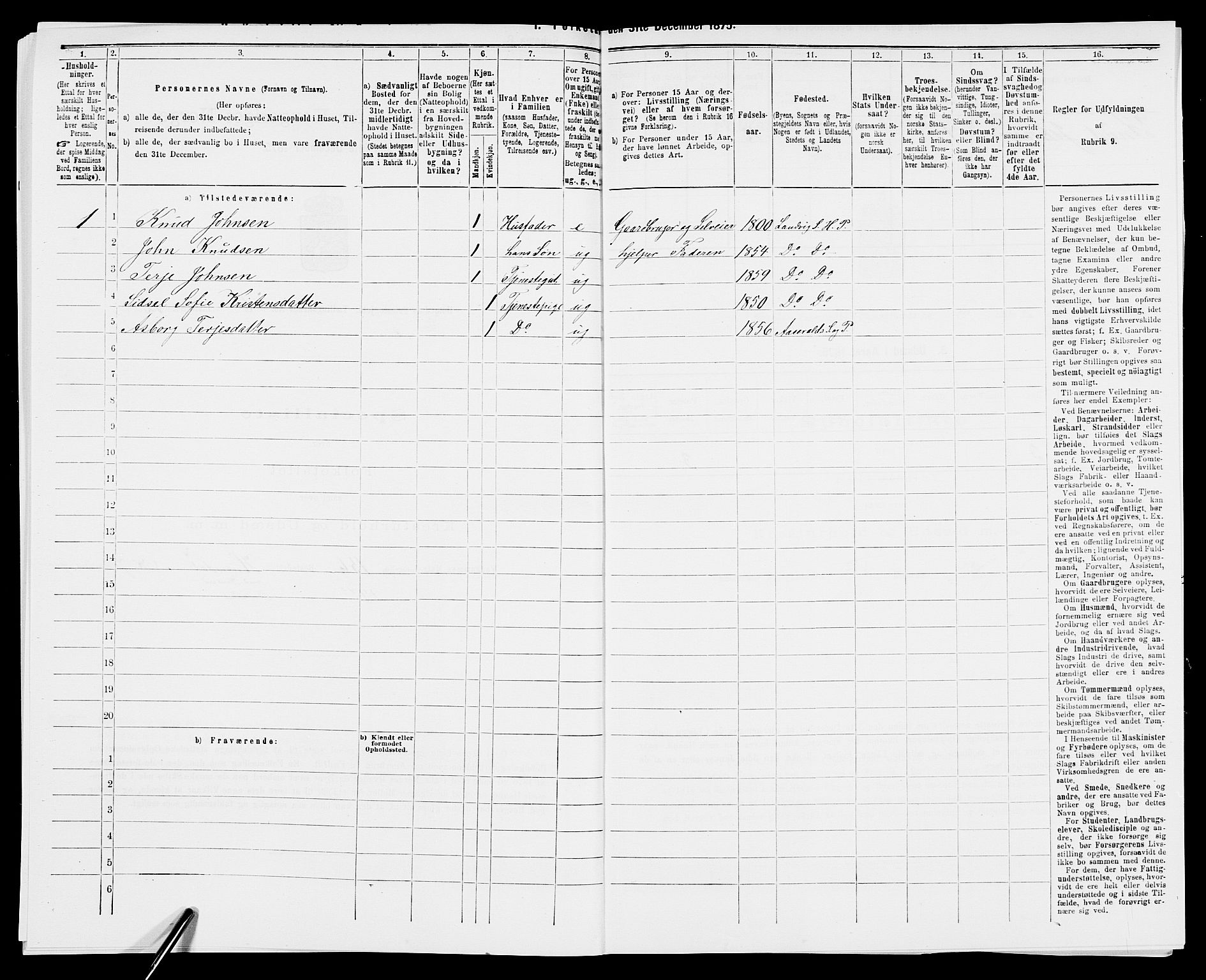 SAK, 1875 census for 0924P Homedal, 1875, p. 1061