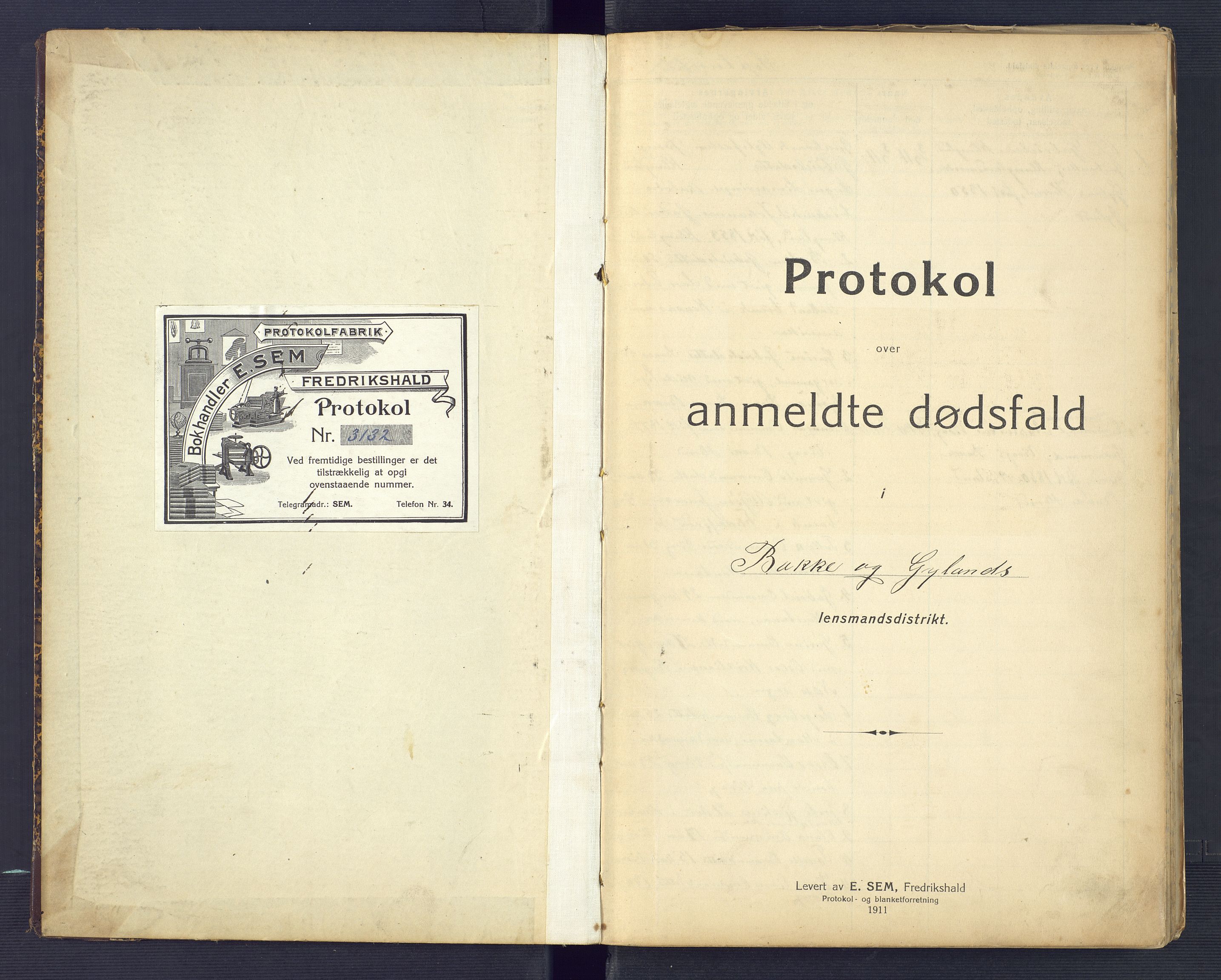 Bakke og Gyland lensmannskontor, AV/SAK-1241-0002/F/Fe/L0003: Anmeldte dødsfall nr 57, 1910-1918